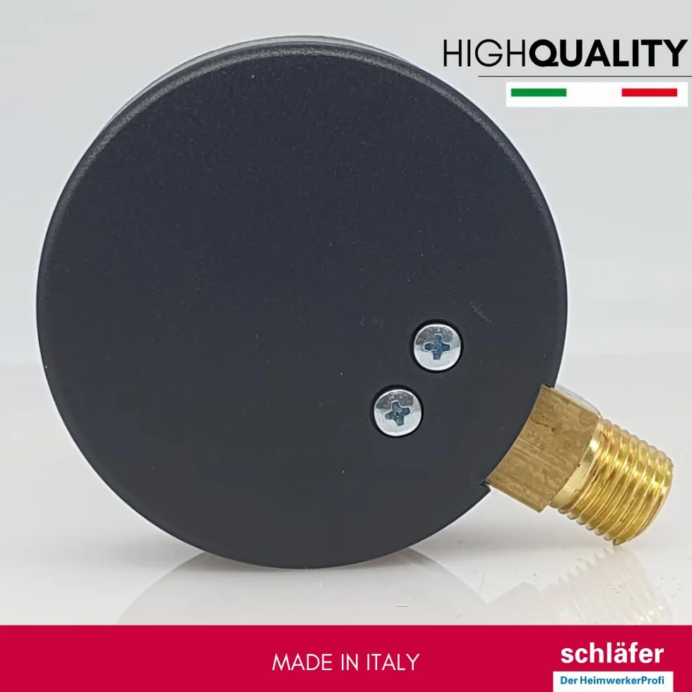 Schläfer 0930164 | 1/4" BSP pionowy manometr hydrauliczny z przyłączem promieniowym, skala 0-6 bar 63 mm do instalacji termicznych powietrza wodnego wskaźnik ciśnienia hydraulicznego
