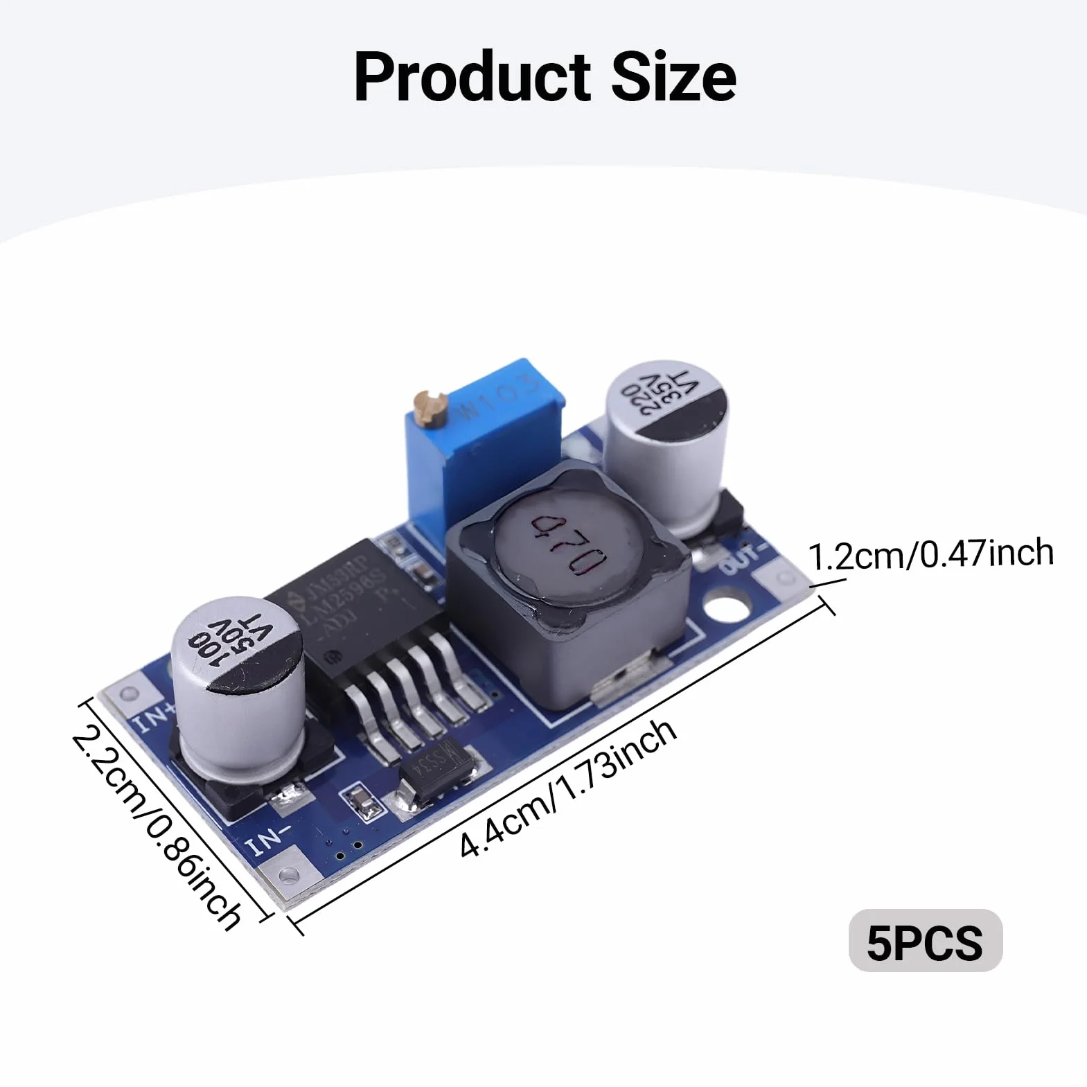 5 sztuk Konwerter DC-DC Regulowana obniżenie napięcia, wejście 3,2 V do 40 V, wyjście 1,25 V do 35 V, wydajny moduł regulatora napięcia, zasilacz krokowy lm2596 dc dc konwerter buck