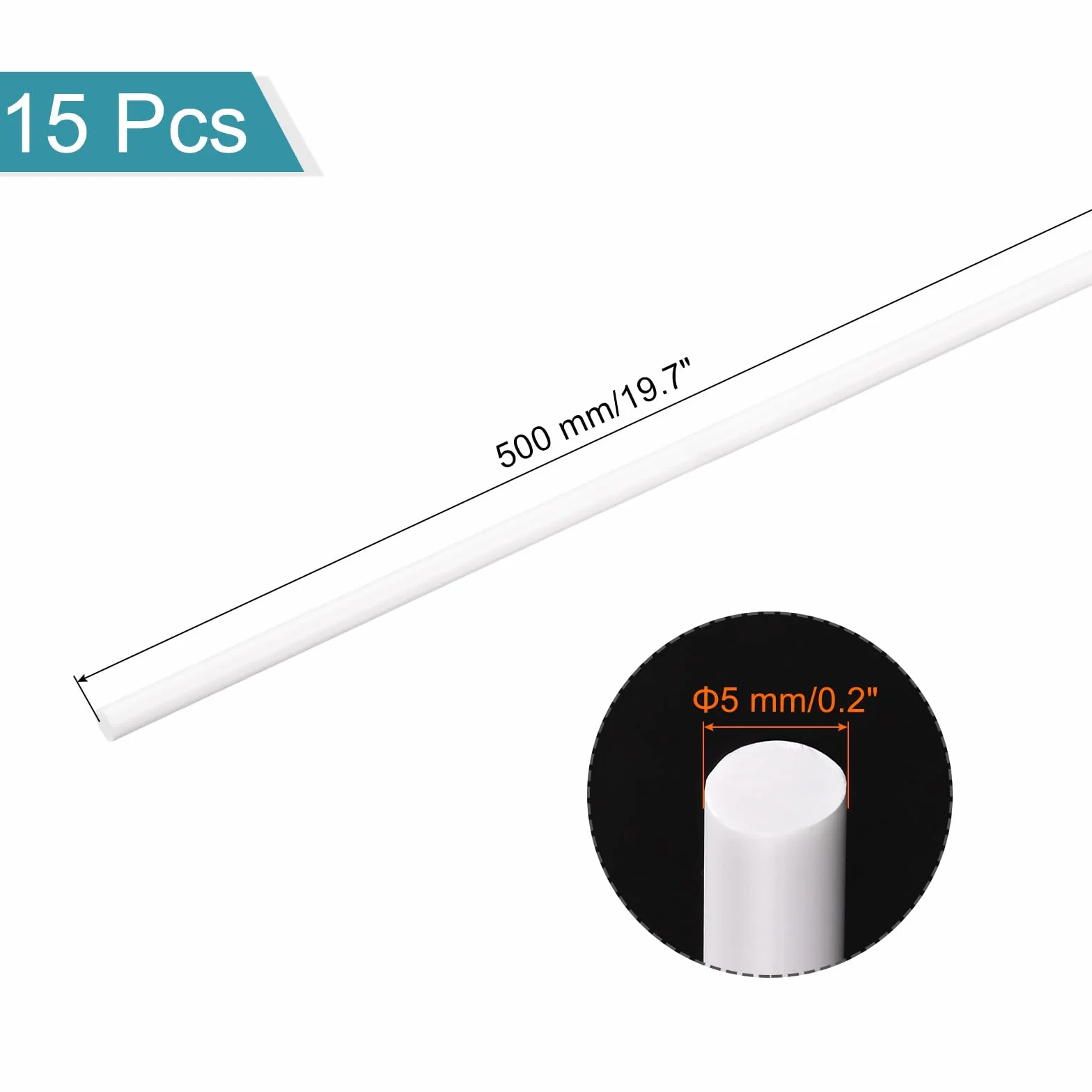 QUARKZMAN Pręt ABS 5 mm x 500 mm 15 szt do modelarstwa DIY