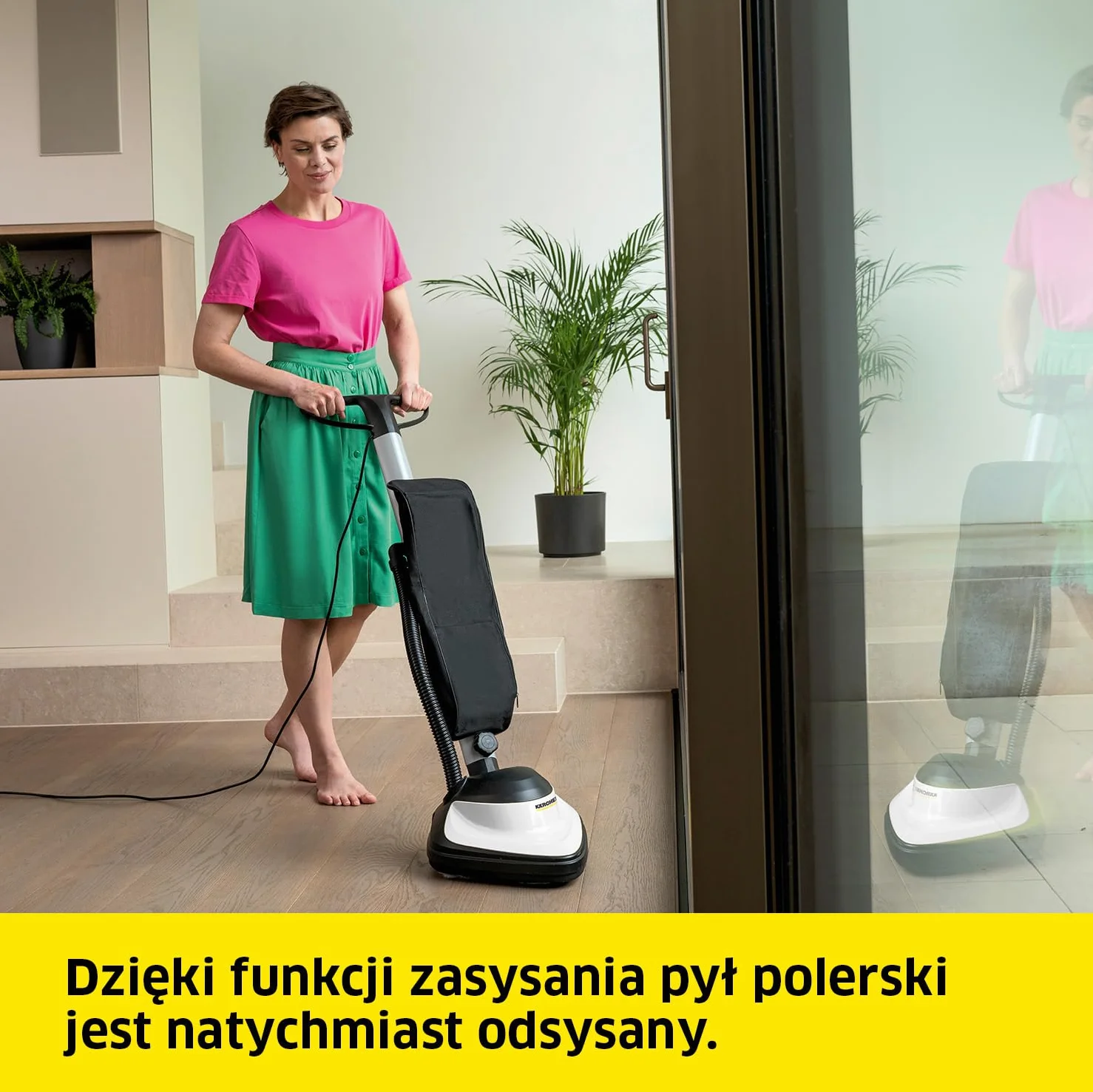 Kärcher Froterka podłogowa FP 303 z funkcją ssania, do polerowania twardych podłóg, prędkość: 1000 obr/min, moc: 600 W, szerokość robocza: 29 cm, z padami polerskimi i workiem filtracyjnym