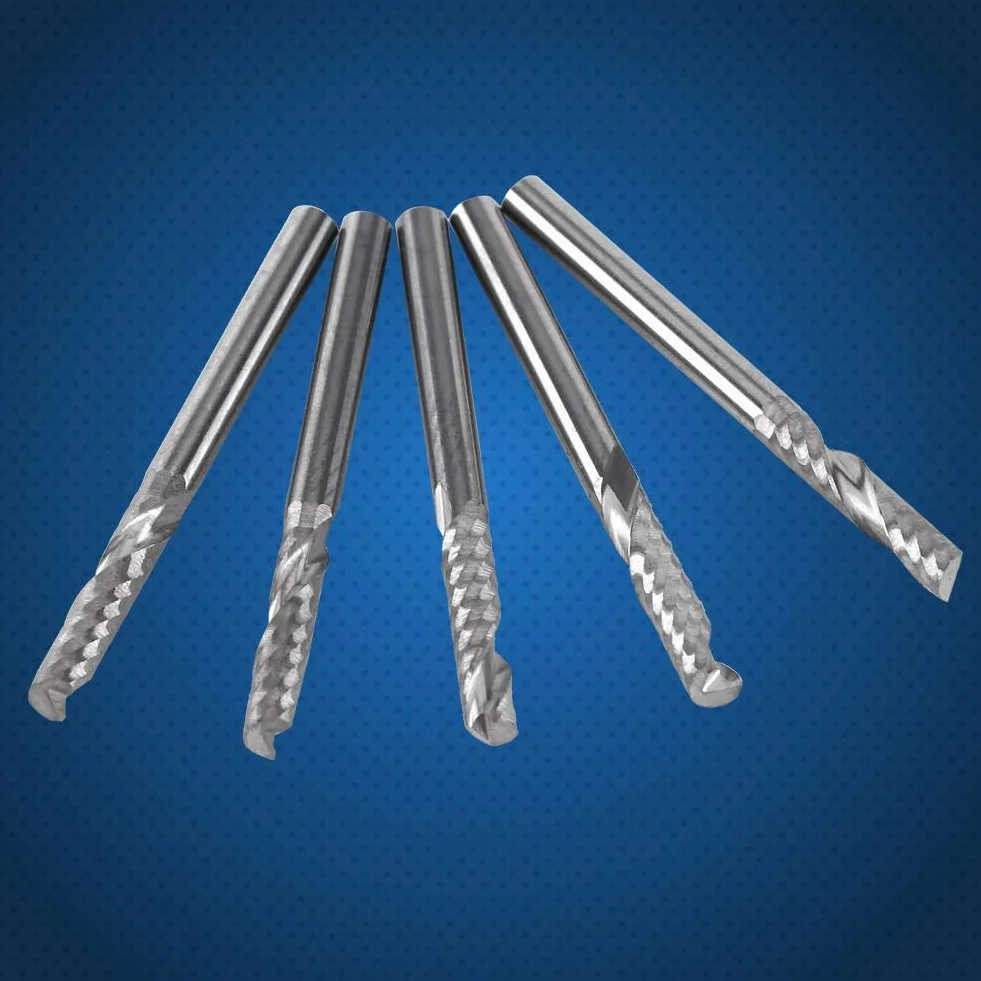 5 stücke Hartmetall Schaftfräser 3,175mm (1/8") Schaft Einzel Flöte Fräser CNC Rotary Grate Set Bit