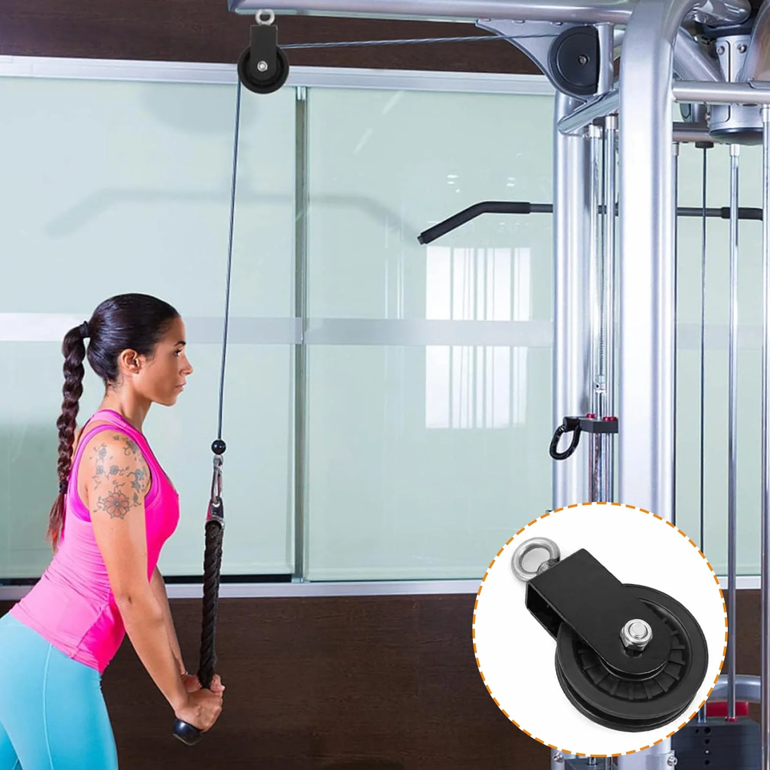 Kółka zwrotne 2 szt. rolki linowe z uchwytem U 360° Pulley, akcesoria do huśtawek