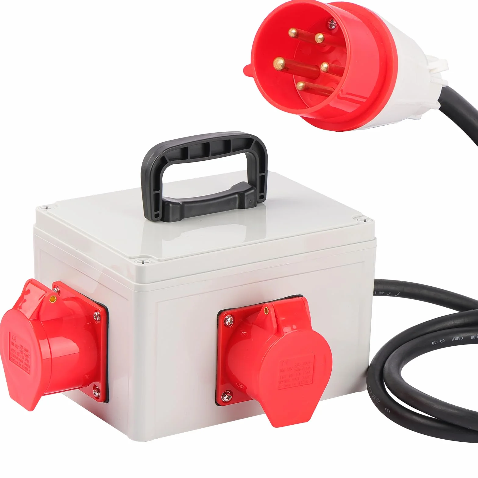 CEE adapter 16 A 3 x 400 V 16 A rozdzielnica prądu budowlanego wtyczka rozdzielacz 5-biegunowy IP44 91445