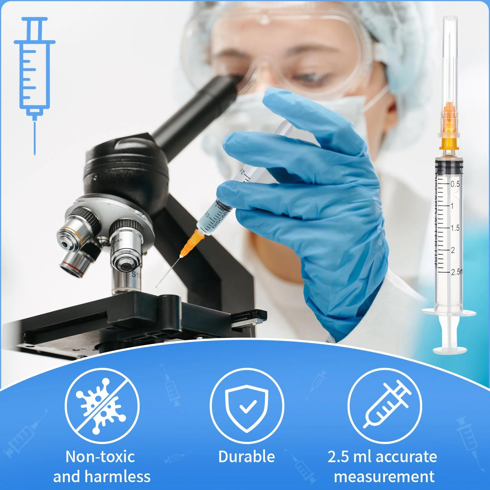 40 sztuk strzykawek z tworzywa sztucznego z igłą, wszechstronne strzykawki 2,5 ml, plastikowa strzykawka pakowana pojedynczo, strzykawki dozujące z nasadkami do ogrodu, do pielęgnacji zwierząt