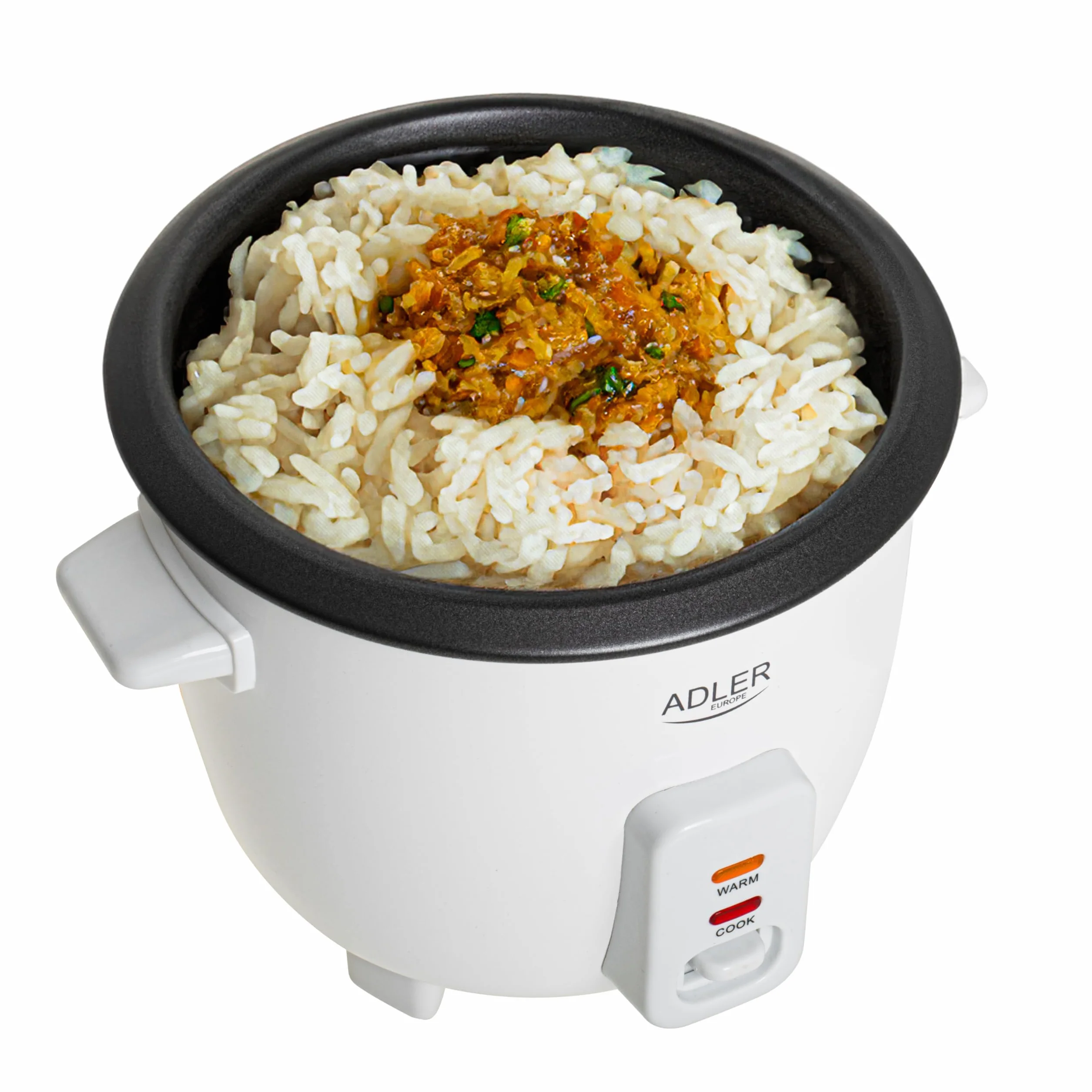 ADLER EUROPE AD 6418 Kompaktowy Ryżowar 0,6L Nieprzywierający Szklaną Pokrywką Biały