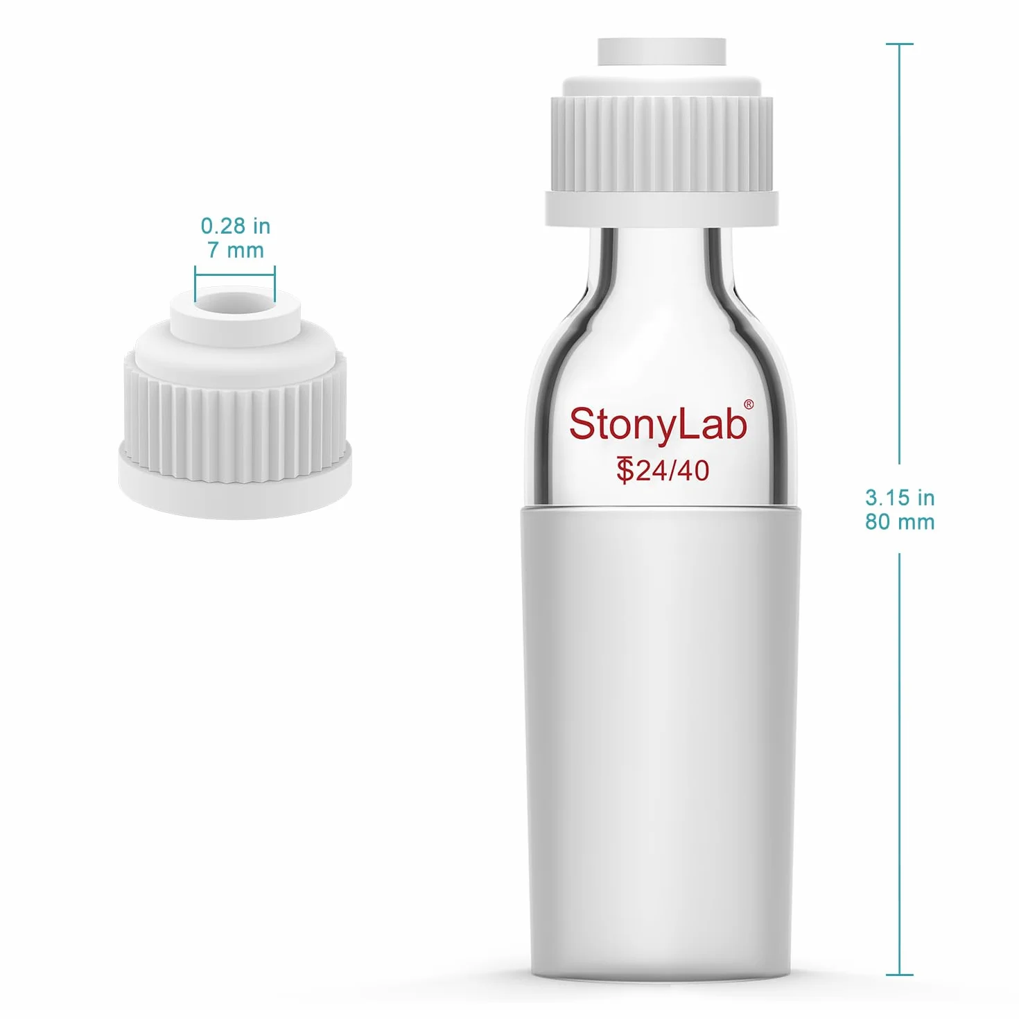 StonyLab Adapter wlotowy termometru z przyłączem wewnętrznym 24/40, wysokość 80 mm, do aparatu destylacyjnego