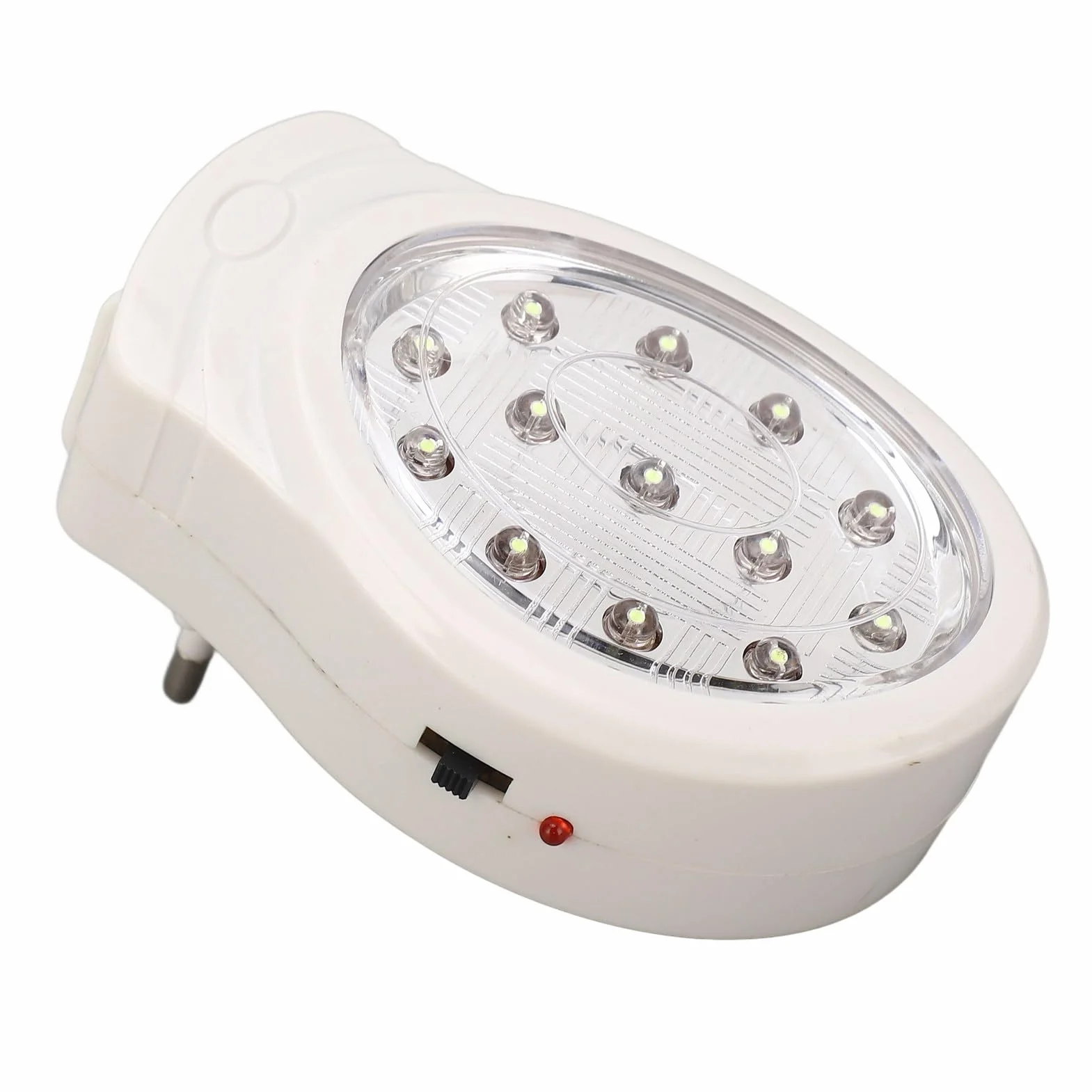 AC110‑240V Awaryjna LED ABS 2W Zimna Biel 2 Biegi Lampka Awarii Zasilania Możliwość ładowania Podłącz lampkę Awarii Zasilania (Wtyczka UE)