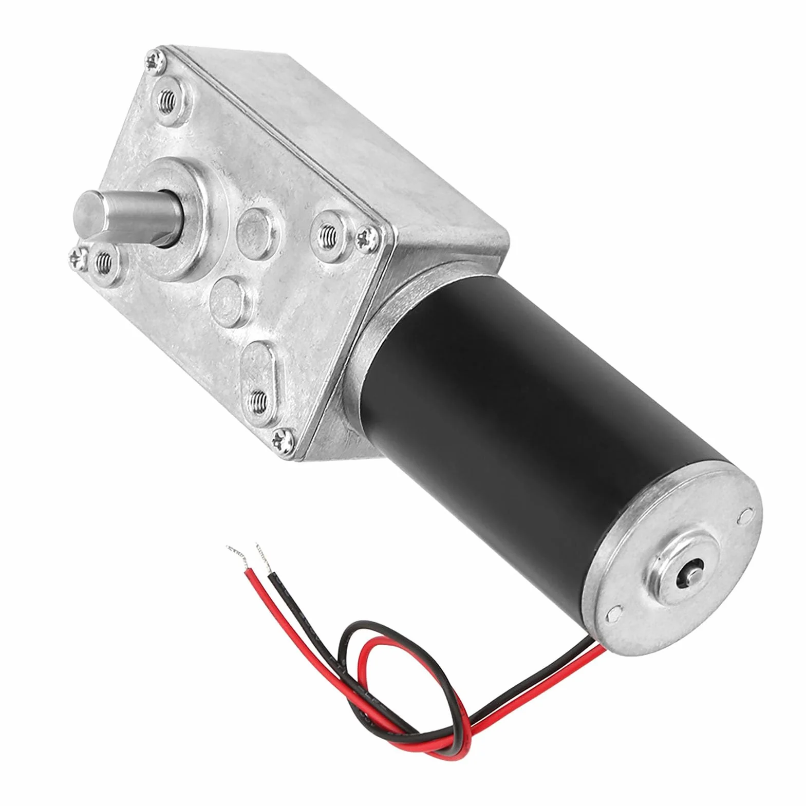 Silnik elektryczny 12V 50 RPM z przekładnią ślimakową, wał dwustronny 8mm