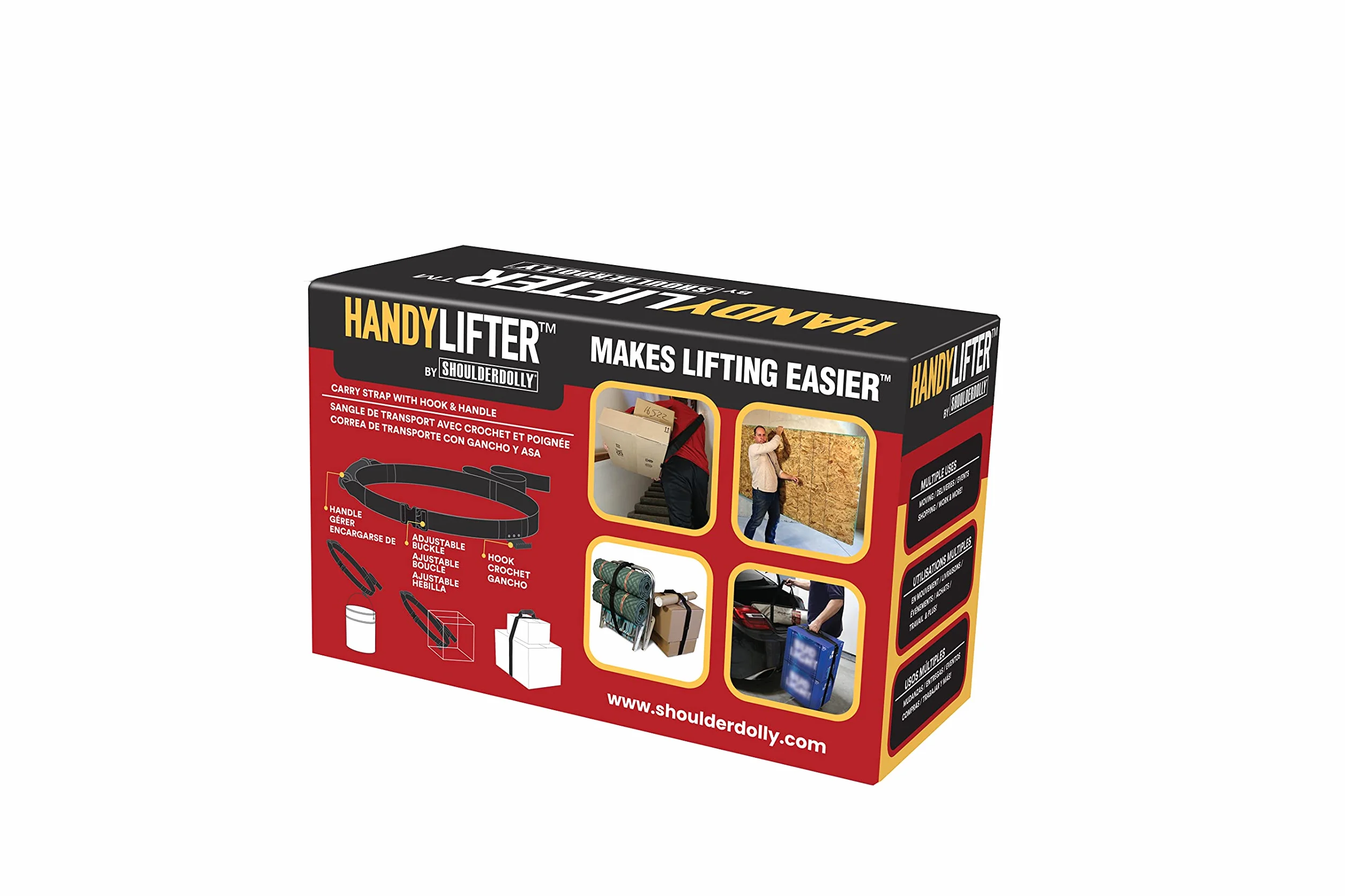Pasek do noszenia Shoulder Dolly HandyLifter z haczykiem i uchwytem, czarny