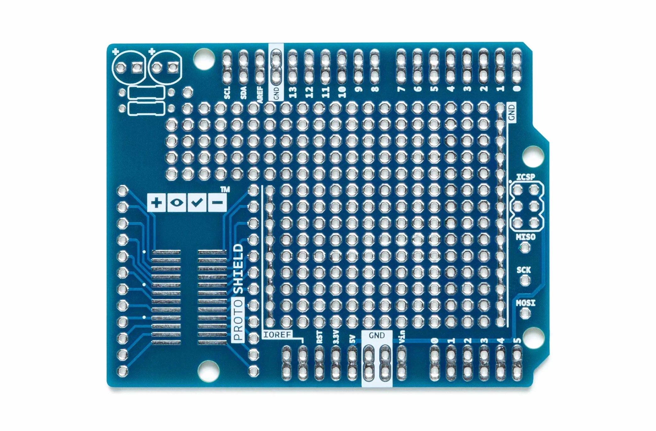 Arduino Proto Shield REV3 UNO Size [TSX00083] – Płytka prototypowa Arduino REV3 w rozmiarze UNO, idealna do łatwego tworzenia prototypów i eksperymentowania z układami elektronicznymi.