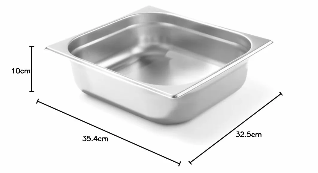 HENDI Pojemnik GN2/3, odpowiedni do piecach konwekcyjnych, lodówkach, bemarach i podgrzewaczach, odporny na temperaturę od -40° do 250°C, 9L, 354x325x(H)100mm, stal nierdzewna