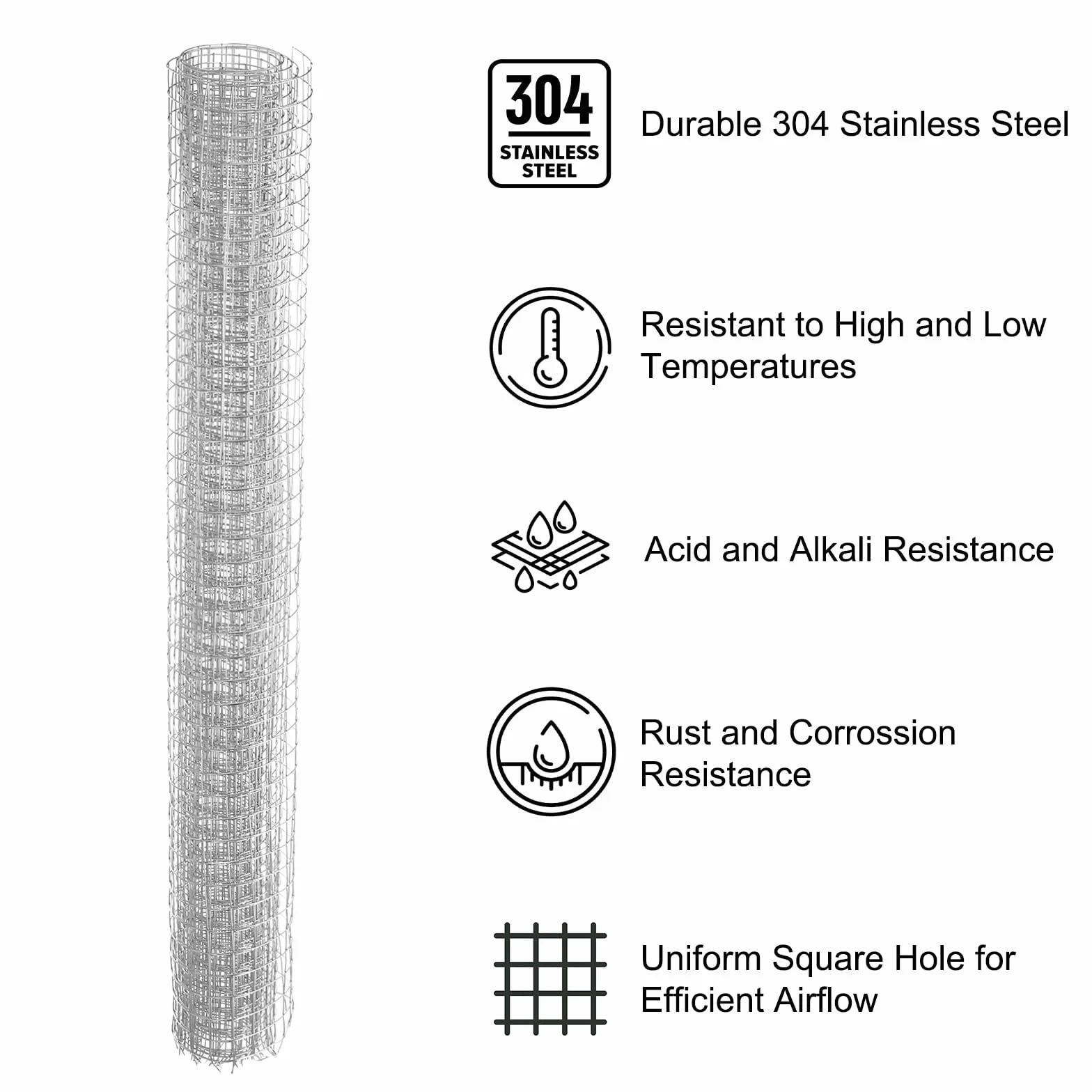PATIKIL Siatka druciana 40 cm x 1 m 1/3" (9 mm) 304 stal nierdzewna rolka ogrodzenie