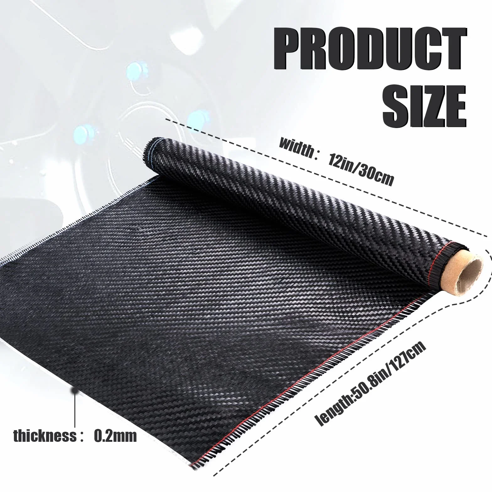 Wlókno Weglowe, Rolka Tkaniny z Wlókna Weglowego 127x30cm Czarny Winylowy Arkusz z Wlókna Weglowego do Lodzi Samochodów Scian Betonowych Piwnic Projektów DIY