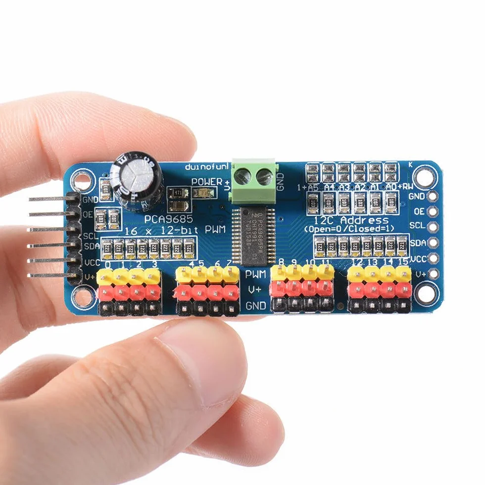 2 szt. PCA9685 PWM sterownik silnika 16-kanałowy, 12-bitowy moduł PWM IIC, do robotów AR-duino, do sterowania robotem, elektroniczny sektor ekspansji