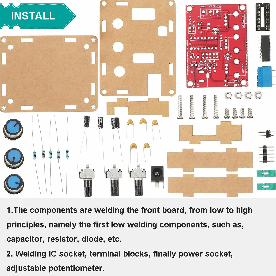 XR2206 moduł generatora sygnału 1 Hz–1 MHz 9-12 V DC sinusoidalne trójkątne kwadratowe