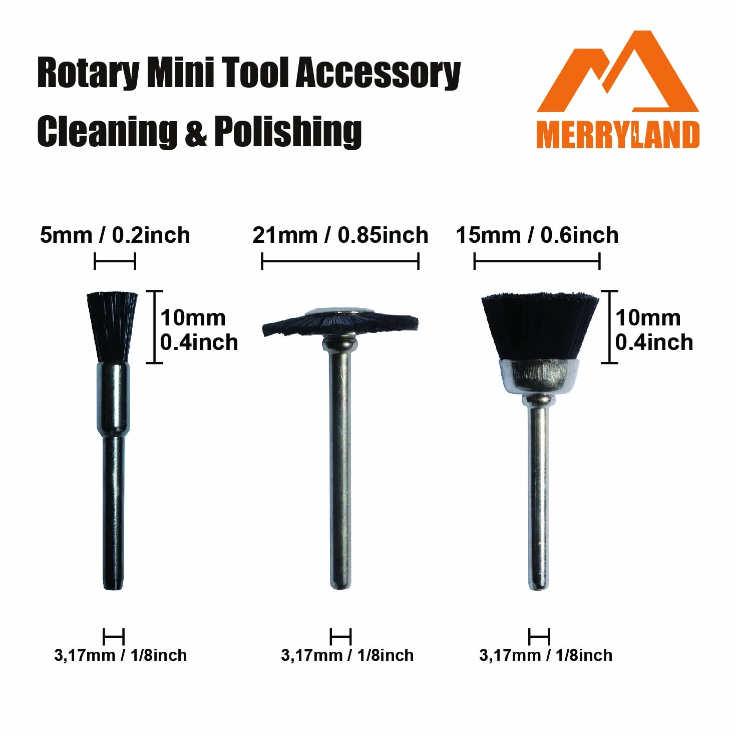 Merryland Szczotka Szczecinowa Mini Nylon Do Dremel 72szt, Końcowa Tarczowa Kubków 24szt Dla Każdego, Polerowania Ścierna Akcesoria Narzędzi, RMTA072C3