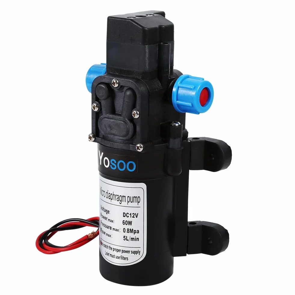 Yosoo Pompa Wodna 12V 60W 5L/min 115 PSI Wysokociśnieniowa Membrana Automatyczna