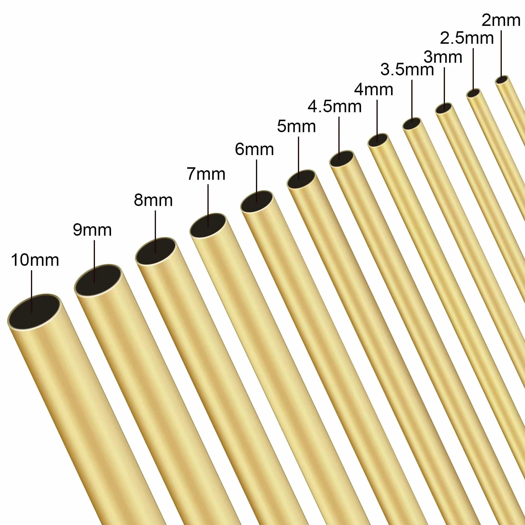 3 x mosiężna rurka, iMeistek 10 mm OD x 0,3 mm grubość ścianki 300 mm długości, metalowe rurki do majsterkowania