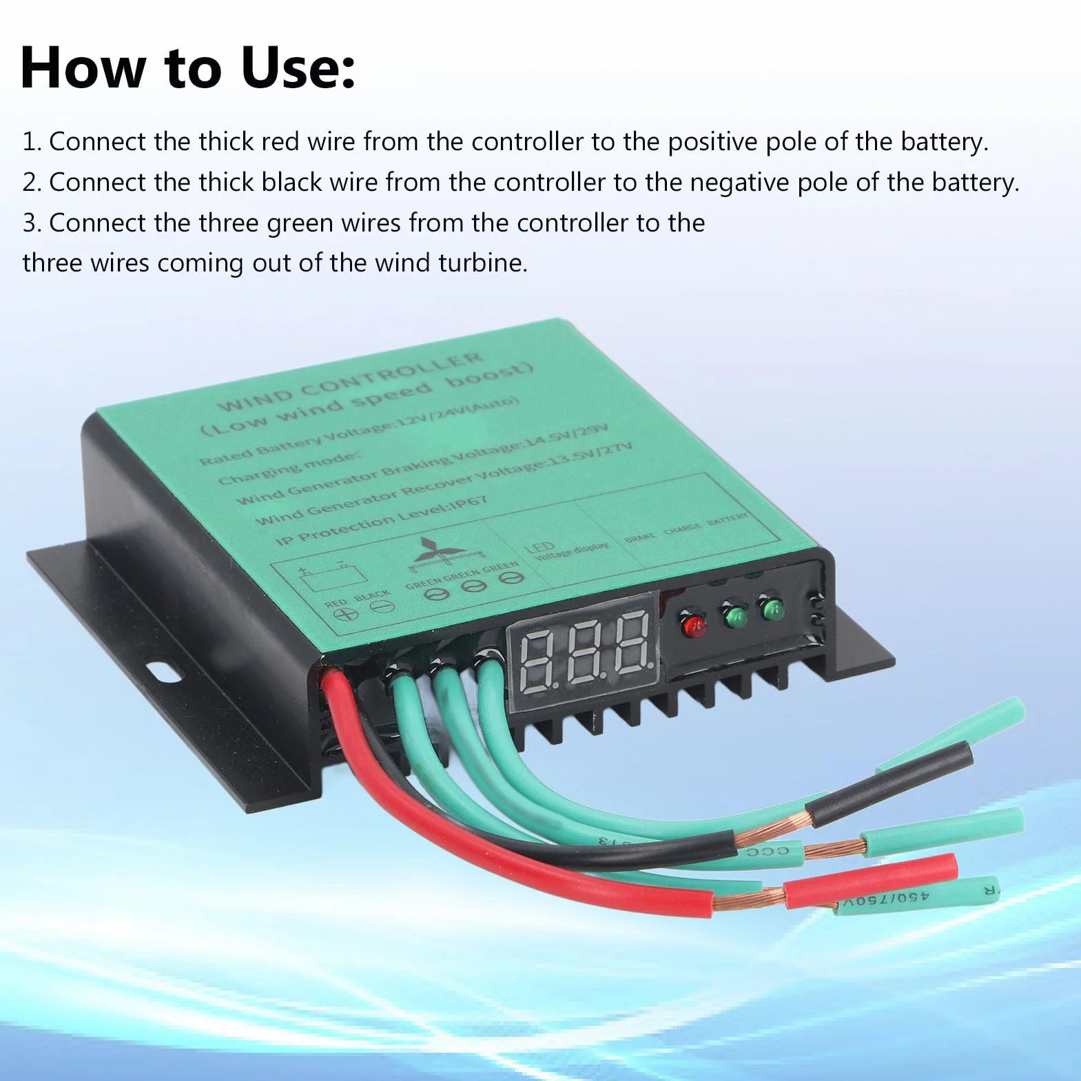 MPPT Regulator ładowania Turbiny Wiatrowej 100W-600W 12V 24V Automatyczne Dopasowanie Kontroler Generatora Wiatrowego Kontroler Doładowania Niskiego Napięcia