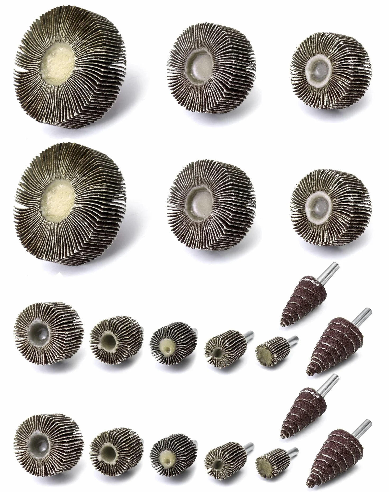 QWORK® 20 sztuk szlifierka z klapą obrotową o ziarnistości, szlifierka płytkowa, 10 różnych rozmiarów, ziarnistość wentylatora szlifierskiego 80, do usuwania rdzy, polerowania