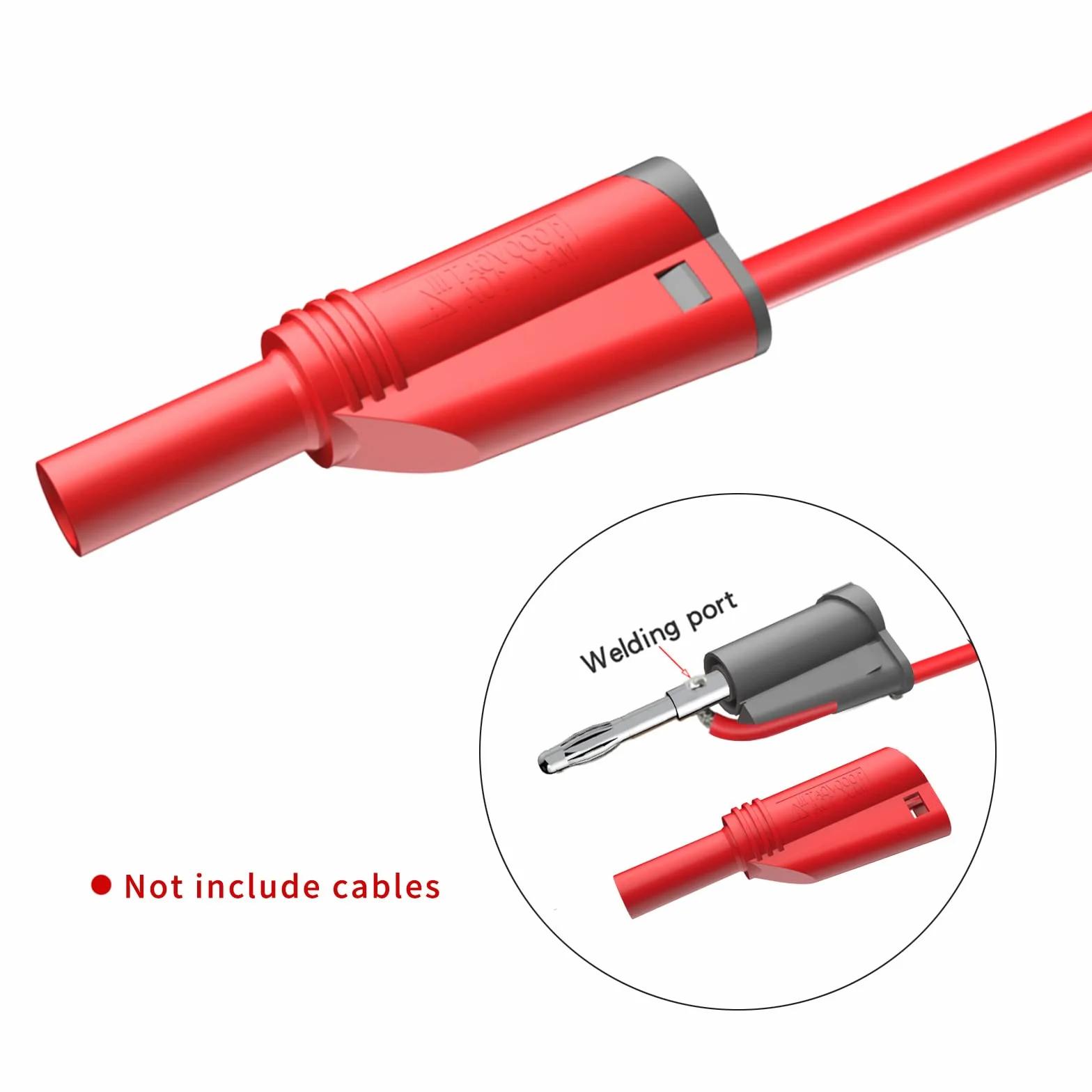 10 x 4 mm, wtyki bananowe, izolowany adapter bezpieczeństwa 10 A, typ śruby/bez lutowania, do multimetru, przewodów pomiarowych, czerwony i czarny CATIII 1000 V
