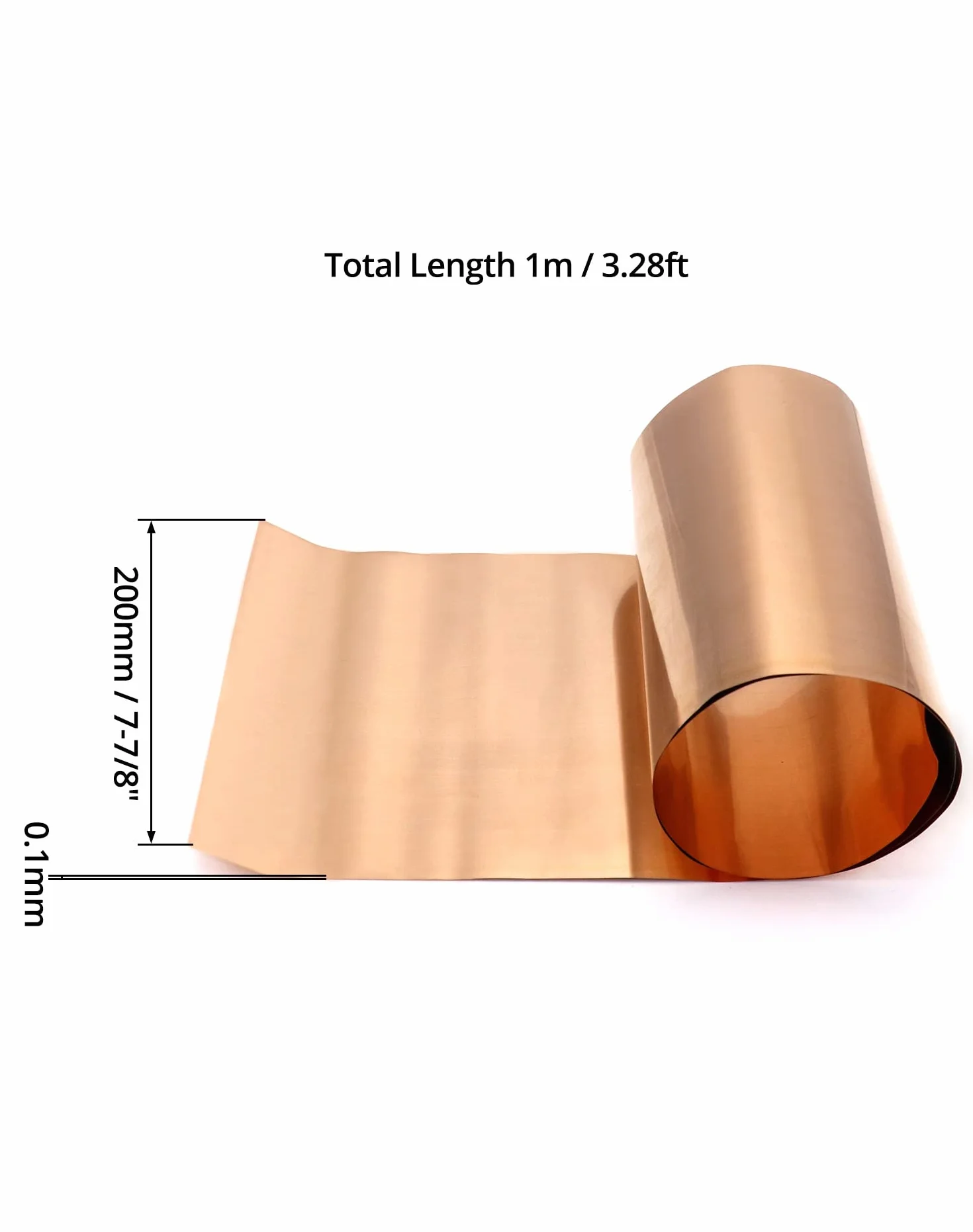 QWORK® 0,1 mm Arkusze miedziane z folii miedzianej, 99,9% czystej miedzi - 0,1mm x 20cm x 1M