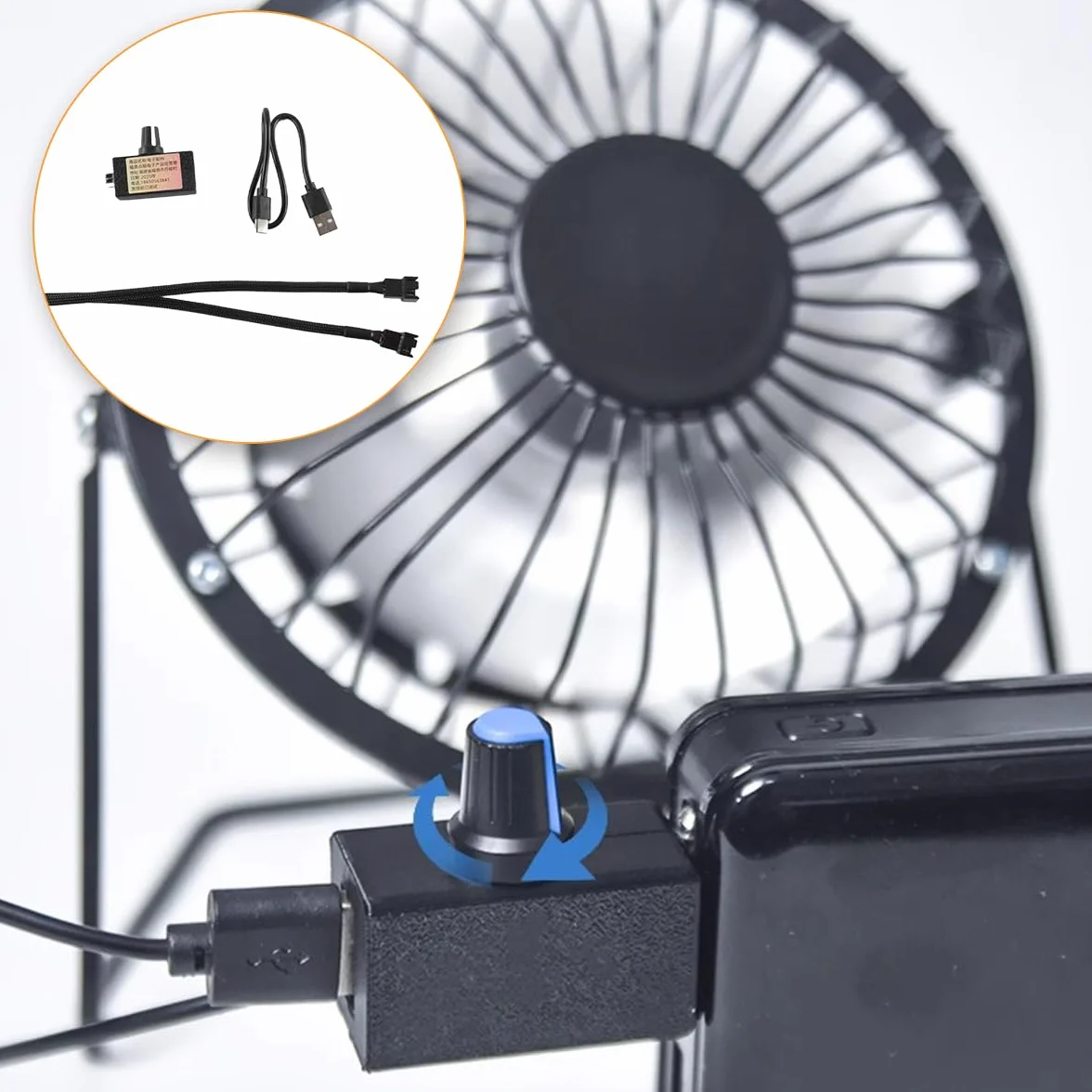Standardowy regulator prędkości PWM 4,5 x 2,2 x 1,8 cm PLA i obudowa FDM 5 V wejście USB typu C z 27 cm rozdzielaczem 1 do 2 30 cm kabel USB C do sterowania silnikiem