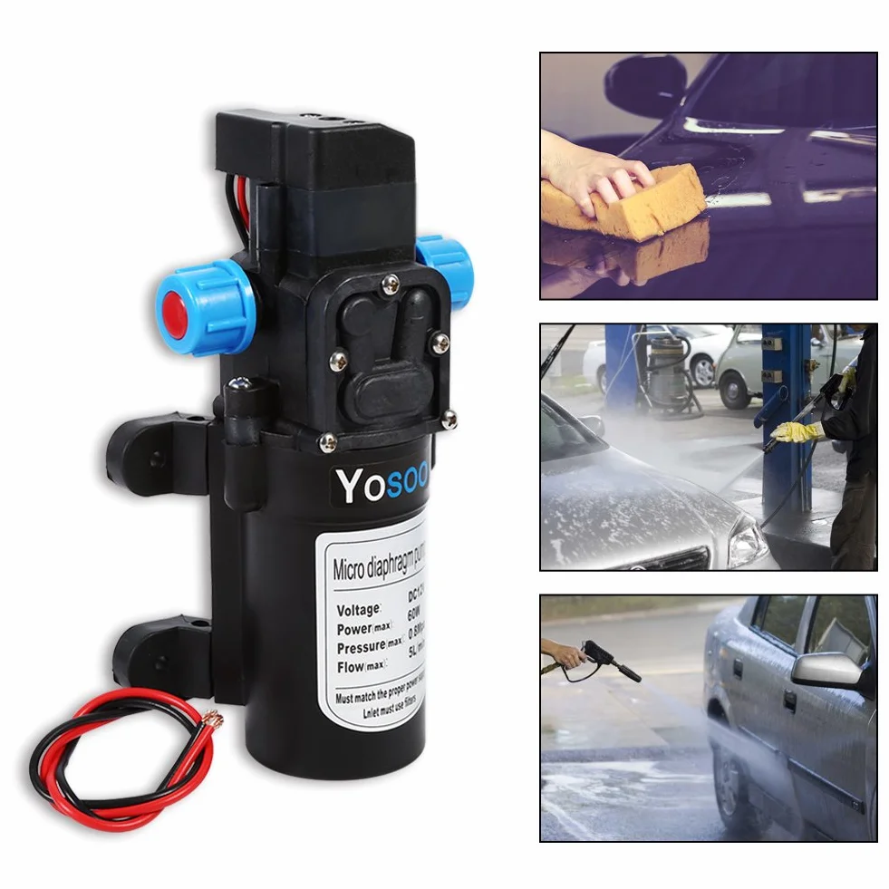 Yosoo Pompa Wodna 12V 60W 5L/min 115 PSI Wysokociśnieniowa Membrana Automatyczna