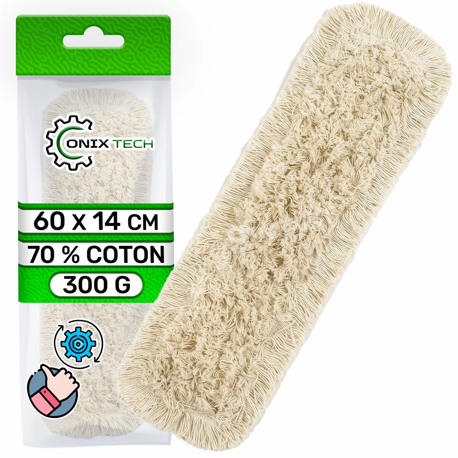 ONIX TECH Wymienne głowice mopa 40x12 cm bawełna