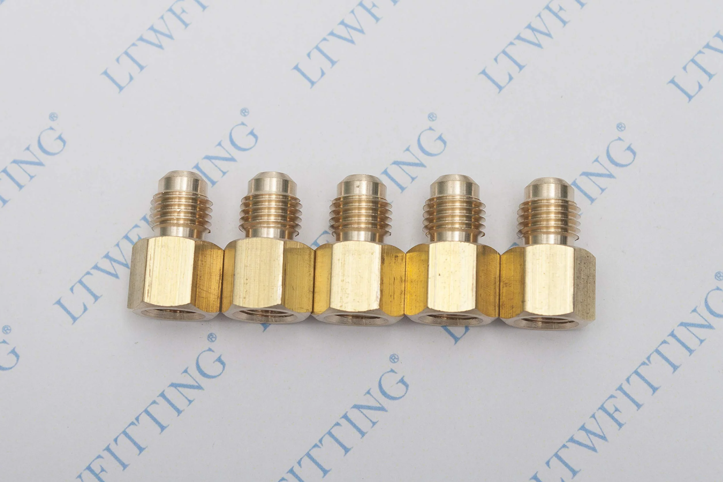 Generic Mosiądz rozbłysk 1/4" OD x 1/8" żeńskie złącze NPT złącze rurkowe (5 szt.)