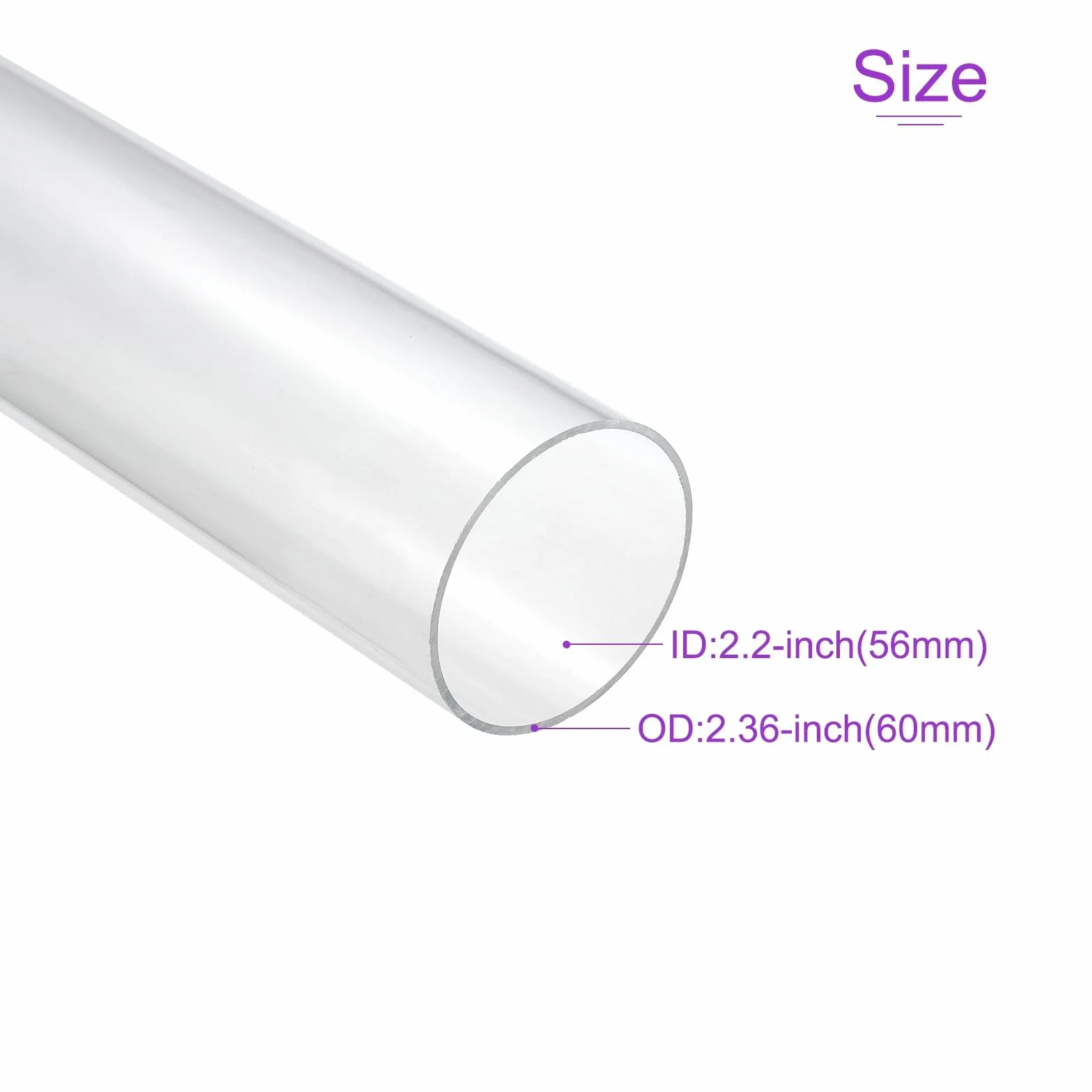 DMiotech 56 mm x 60 mm (2 3/40.6 cm x 2 3/20.3 cm) przezroczysta akrylowa rura sztywna plastikowa rura 25 cm do rury wodnej akwarium, systemu chłodzenia wodą, hydrauliki