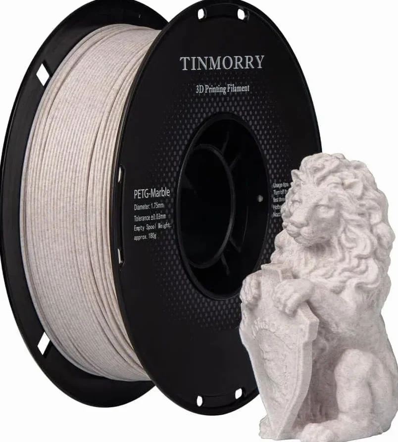 TINMORRY Filament PETG 1,75 mm, filament do drukarki 3D PETG, kompatybilny z drukarką 3D Bambu FDM, 1 kg, 1 szpula, marmurowy magiczny brąz