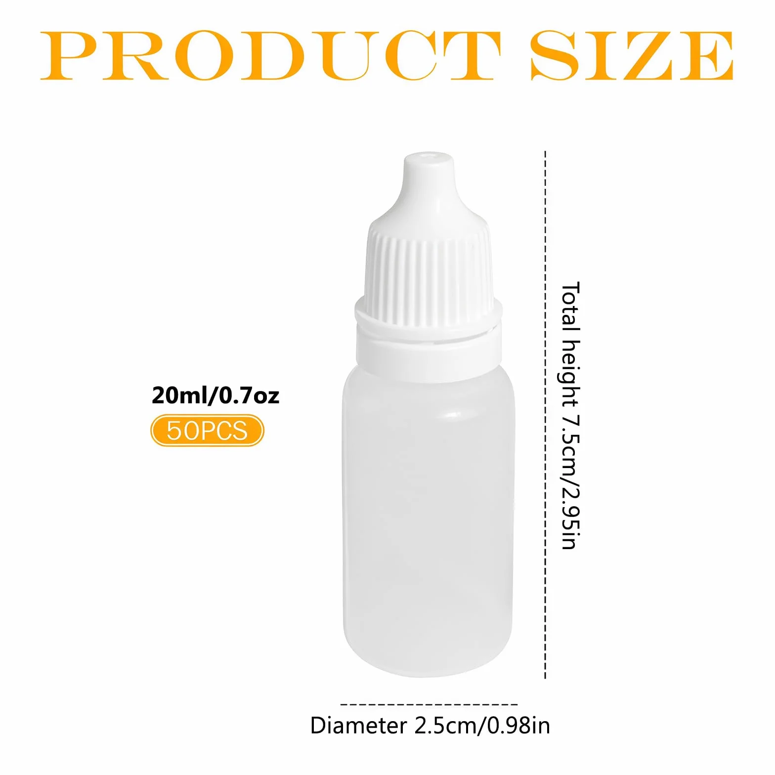Butelka z tworzywa sztucznego na krople do oczu 20 ml biała 50 sztuk z zakrętką i pokrywką dozującą