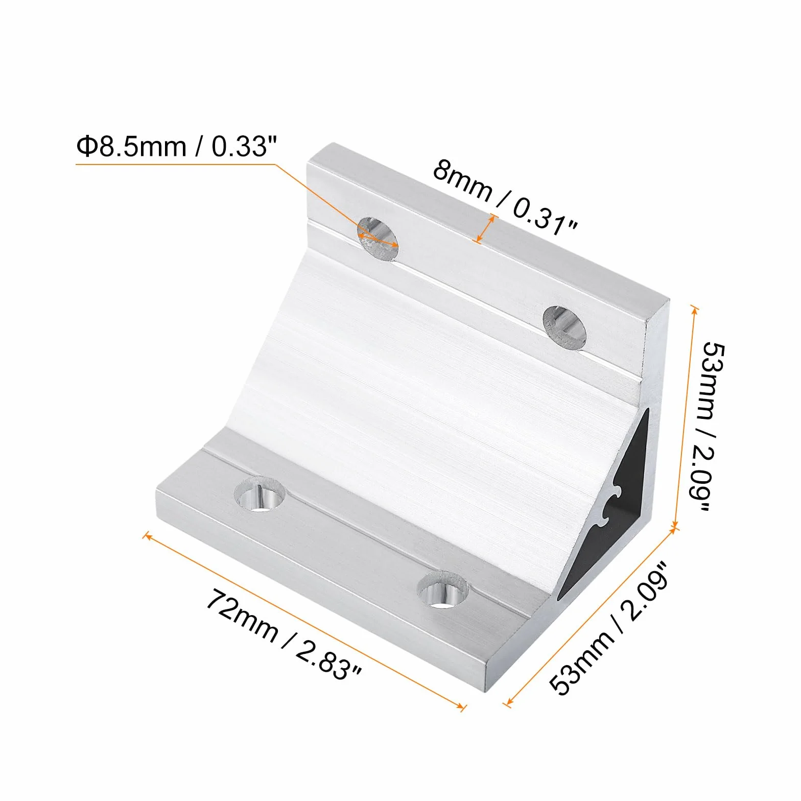 QUARKZMAN kątownik 90° aluminiowy profil kątowy wspornik łącznik 8080 srebrny