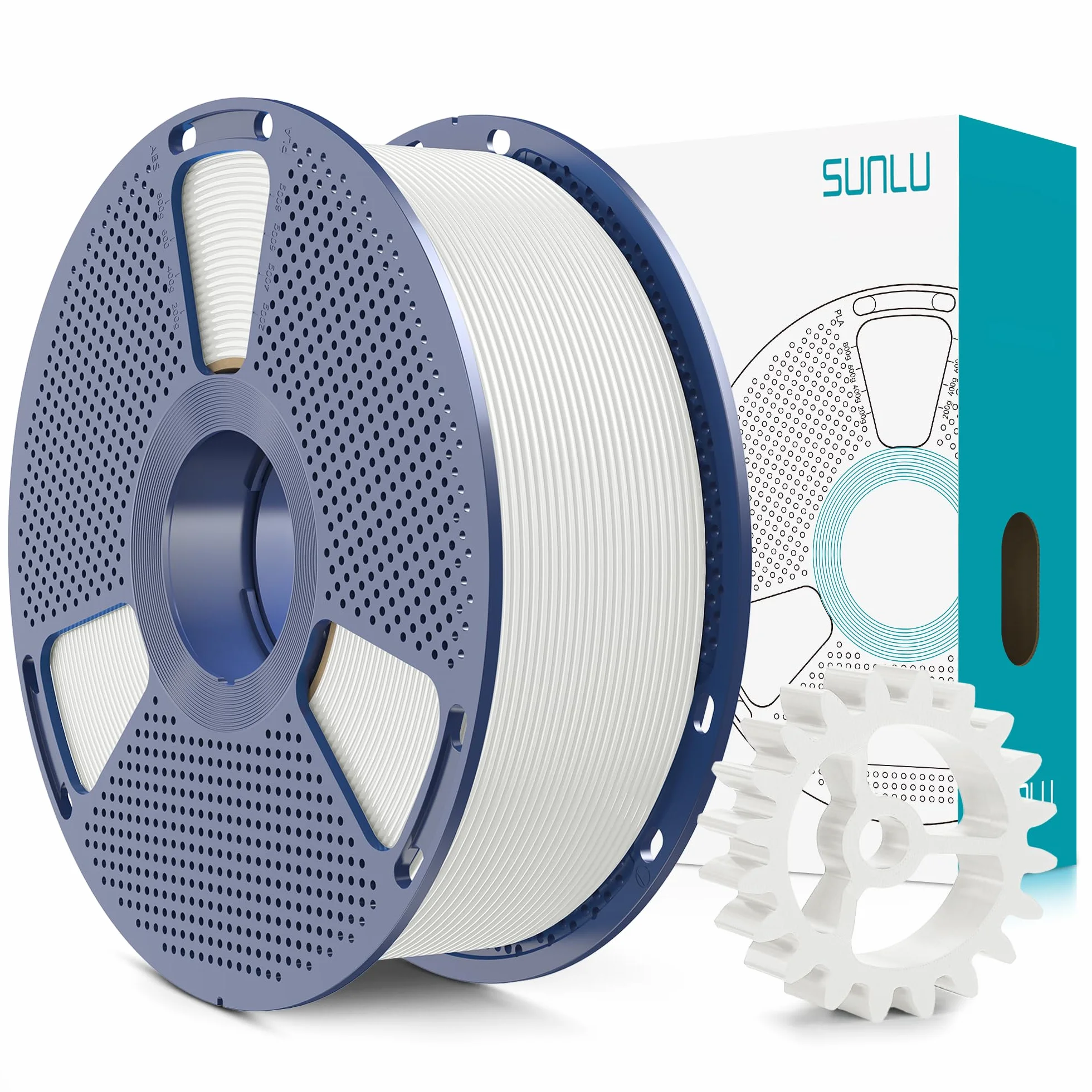 SUNLU PLA+2.0 Filament 1.75mm, Ulepszony filament PLA Plus do drukarek 3D, Mocniejszy i bardziej wytrzymały, Szybki filament PLA+ do Drukarki 3D, Szpula 1 kg, Biały