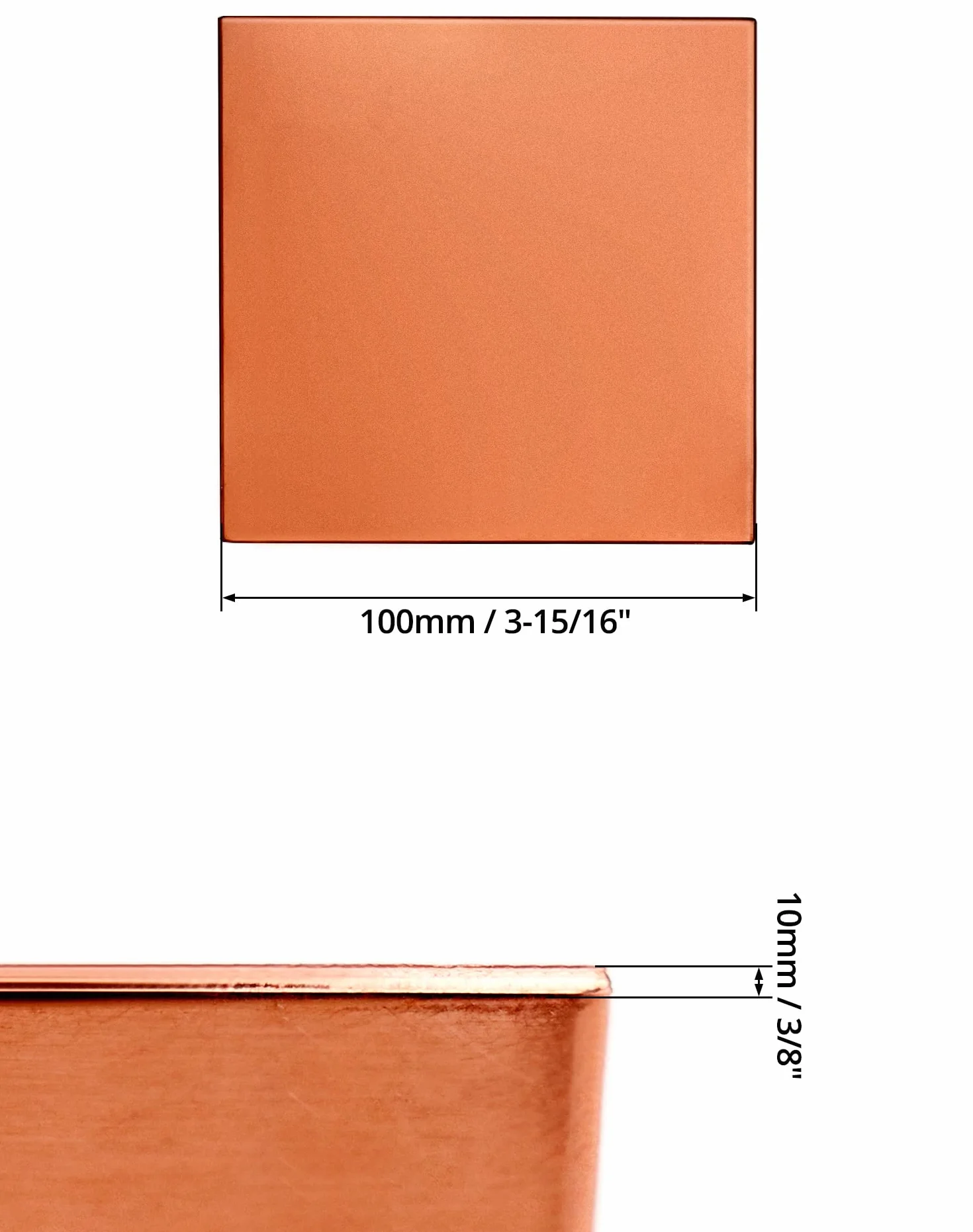 QWORK® 2 szt. Miedzianych płyt, 99% czystej blachy miedzianej 1mm x 100mm x 100mm do rzemiosła metalowego, tworzenia biżuterii, drukowania płytek drukowanych i innych (100mm x 100mm x 1mm)