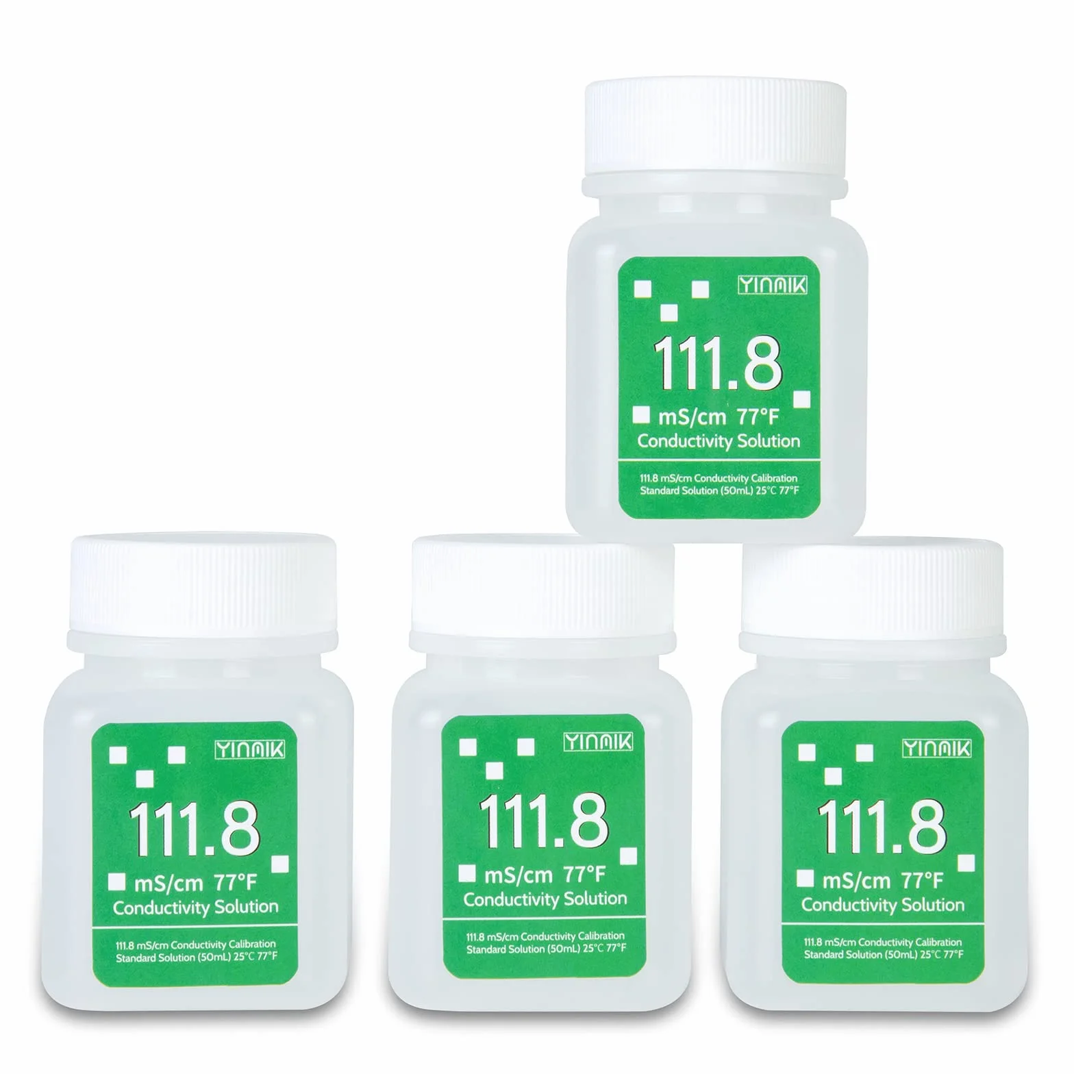 YINMIK Roztwór kalibracyjny EC 111,8 mS/cm do testera zasolenia 5 w 1, miernik EC, TDS, 4 x 50 ml