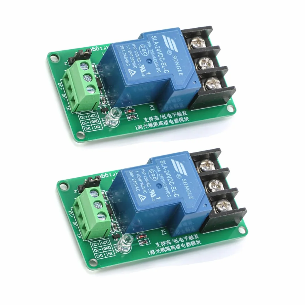Hailege 2 szt. 24 V 30 A One Channel Optocoupler Isolation Relay Module Support High and Low Trigger 24 V