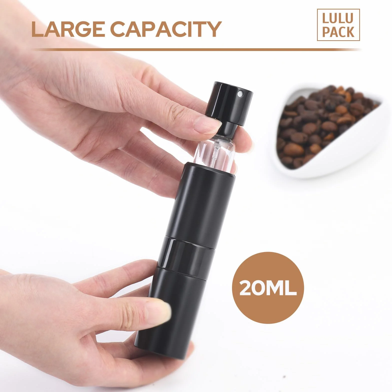 Lulupack Kubek z dozownikiem ziaren kawy z butelką z rozpylaczem 20 ml, kubkiem do kawy i zestawem do spryskiwania ziaren espresso