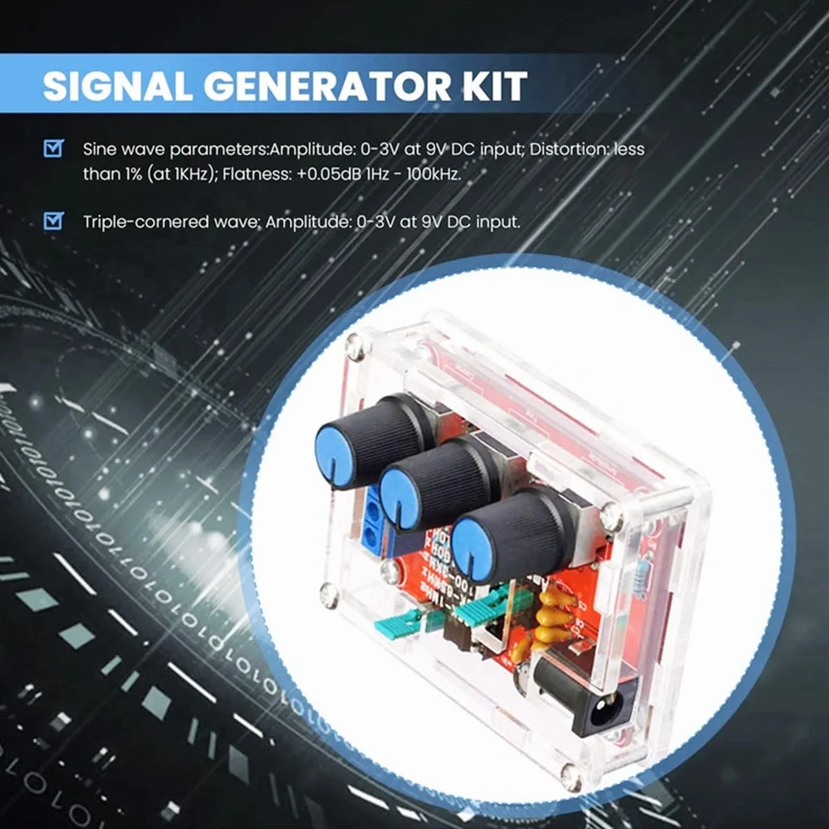 XR2206 moduł generatora sygnału 1 Hz–1 MHz 9-12 V DC sinusoidalne trójkątne kwadratowe