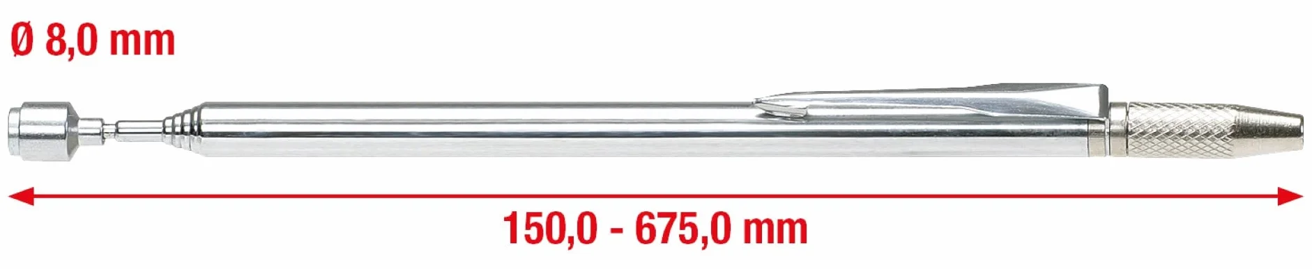 KS Tools 550.1001 2in1 Teleskopowy chwytak magnetyczny z narzędziem do czyszczenia i regulacji dysz spryskiwaczy, 150-675mm