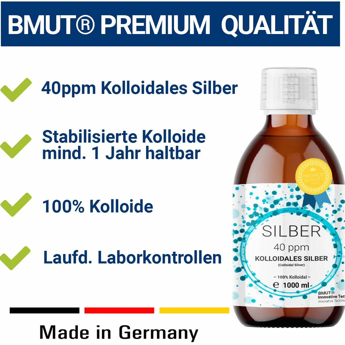 1 x 1000 ml srebro koloidalne (40 ppm) | woda srebrna | woda czysta | 100% koloidalny
