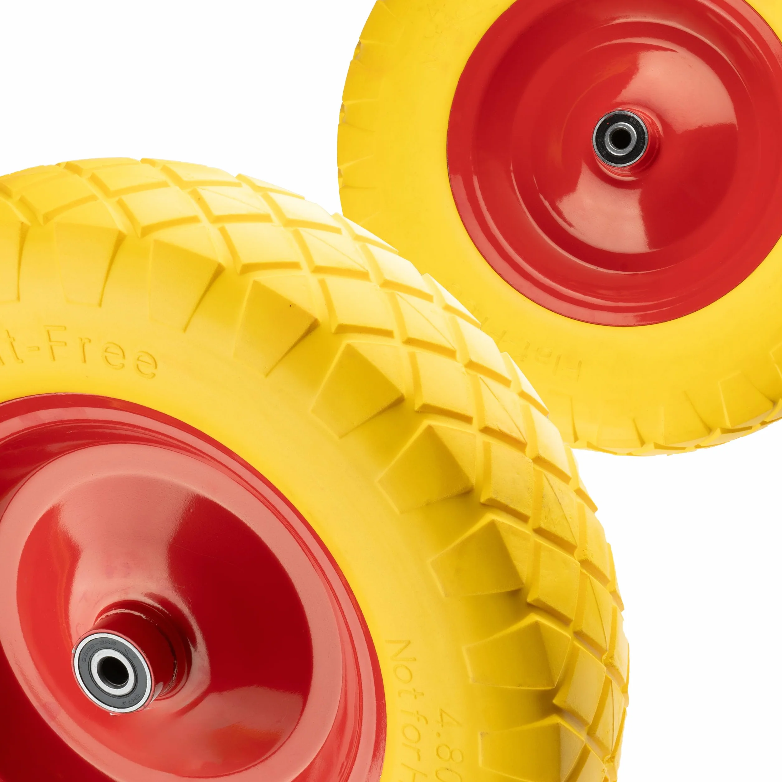 Koło do Taczki Pełne Stałe 4.00-8 PU Żółta Guma Wysokiej Jakości Bezdętkowe Metalowa Felga z Ośką max 130kg