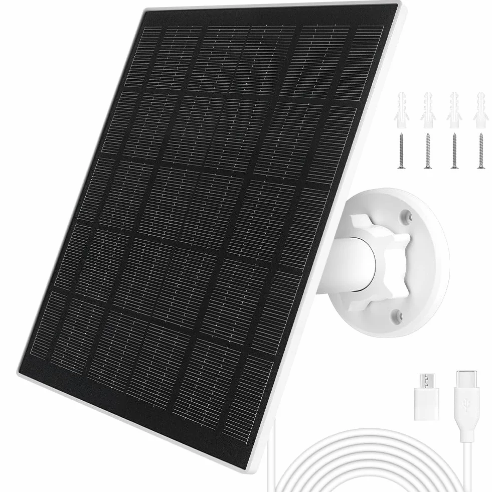 URAQT Kompatybilny panel słoneczny USB, 5V5W z portem USB i USB-C, regulowany wspornik Łatwa instalacja
