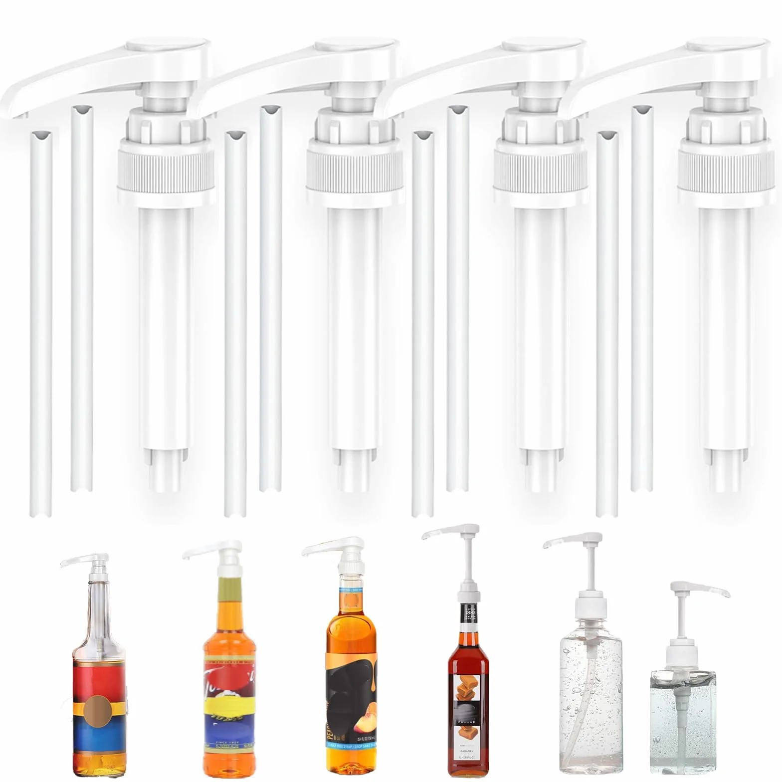 mohito Dozownik syropu, kompatybilny z 4 pompkami dozującymi, zapasowa pompa syropowa, do 500 ml/1000 ml, nadaje się do kuchni, łazienki, syropu, miodu, kremu, żelu pod prysznic, zużycie oleju,