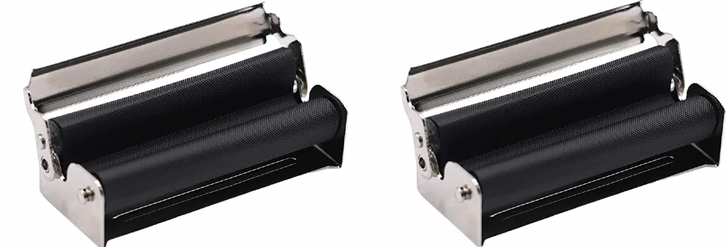 Zestaw: 2 sztuki ręcznej tokarki do papierosów, 70 mm, metalowa tokarka z instrukcją obsługi (może nie być dostępna w języku polskim) + gratis naklejka na szczęście