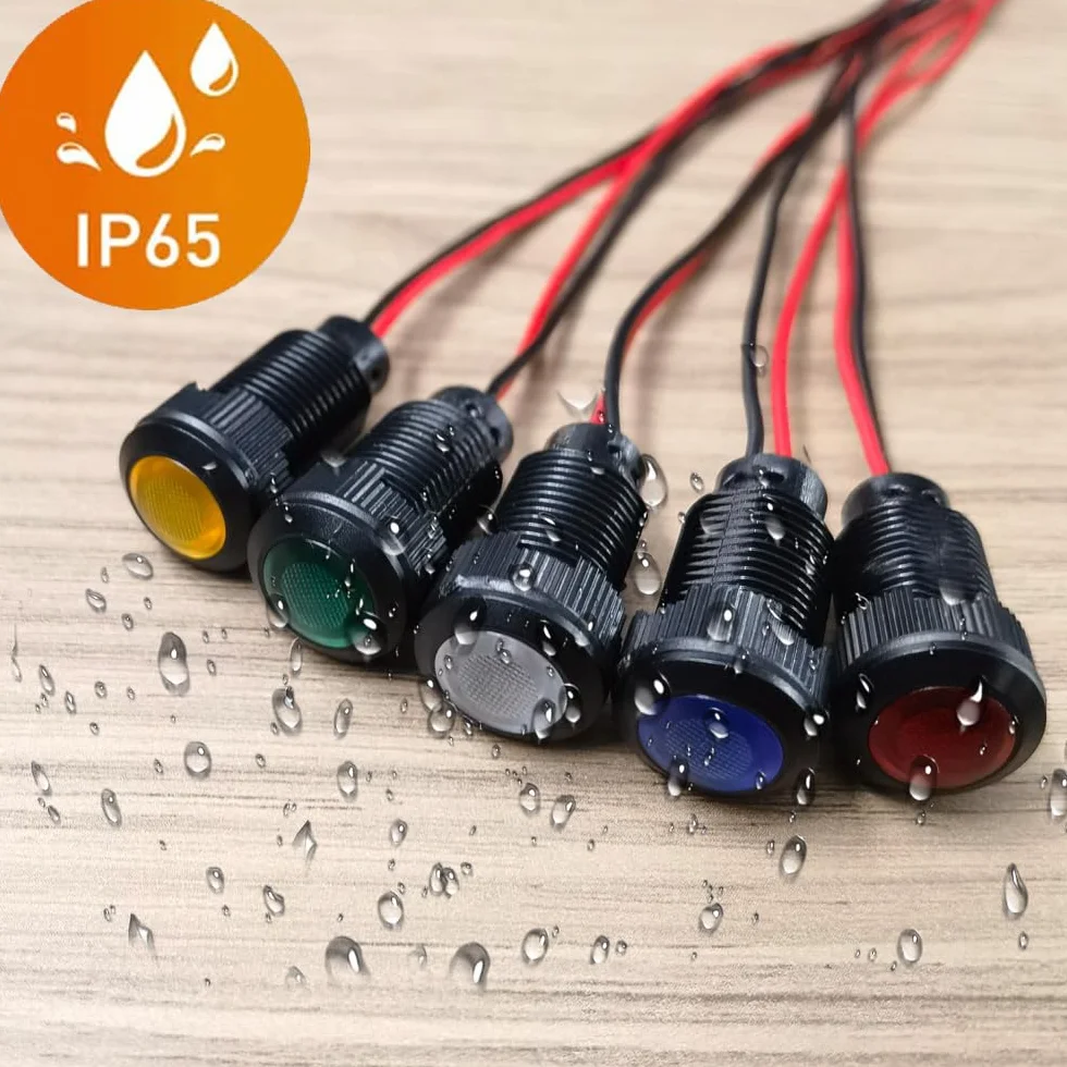 Gebildet Plastikowy Wskaźnik LED Lampka Sygnalizacyjna AC/DC 12-24V Rozmiar 12mm 5szt.