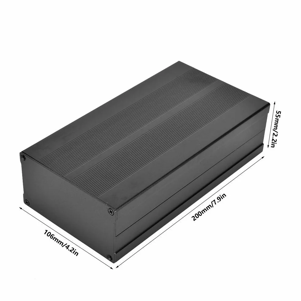 Aluminiowa skrzynka projektowa obudowa elektroniczna DIY PCB wzmacniacz audio ochronna czarny piasek 55x106x200 mm