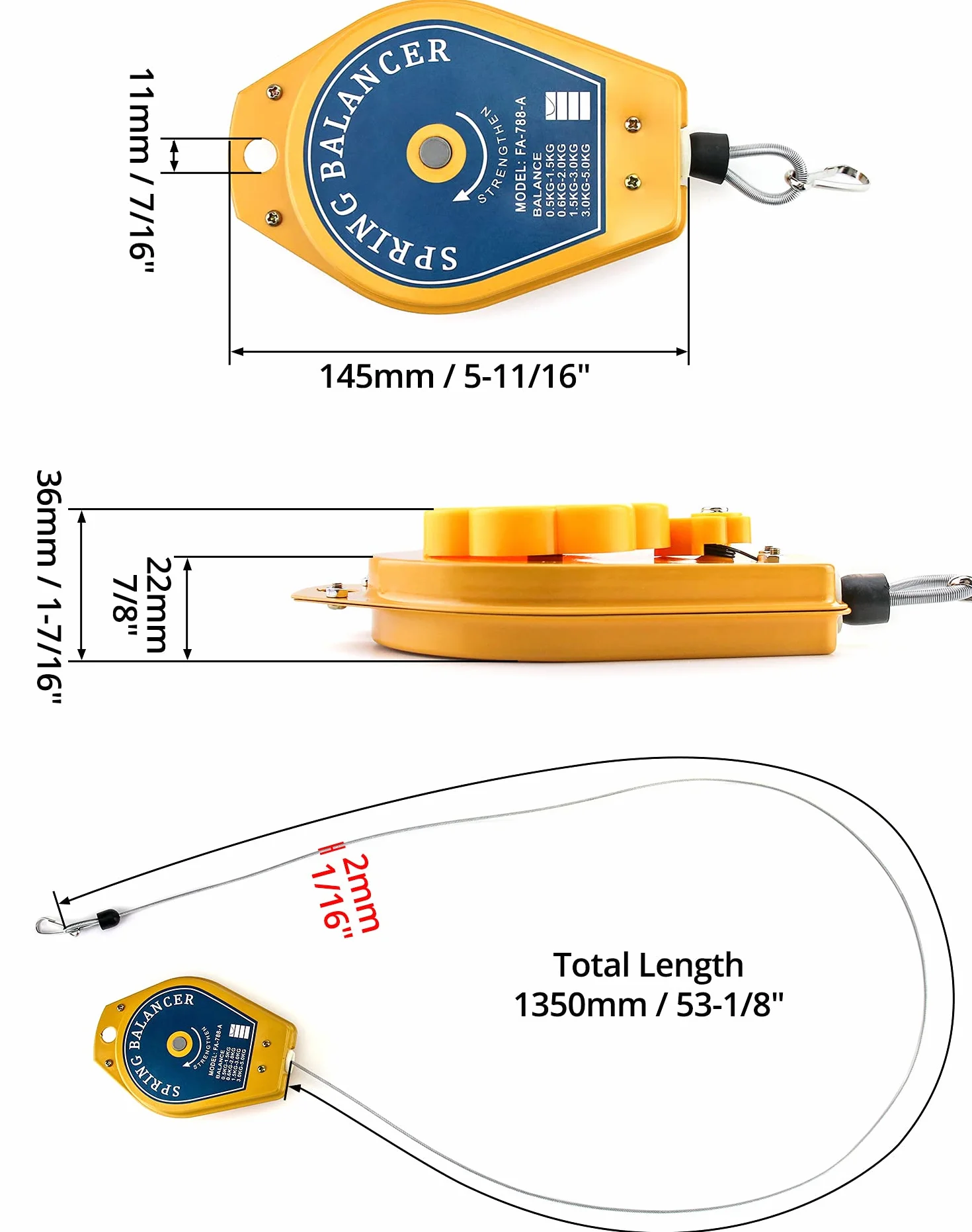 QWORK® balanser sprężynowy, balanser sprężynowy, nośność 0.5 kg - 1.5 kg, do zawieszania narzędzi, podwieszana linia montażowa for Assembly-line