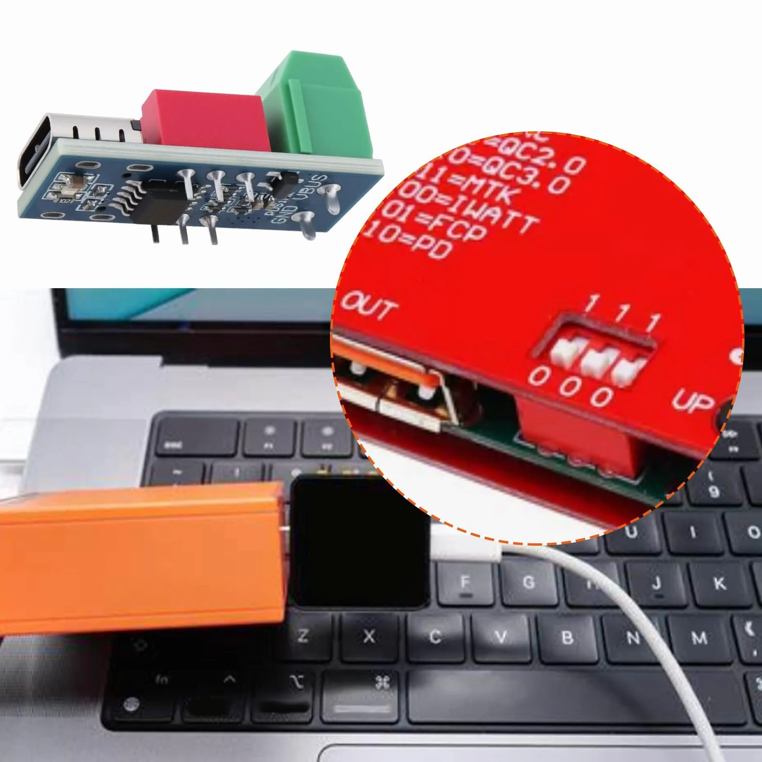 The Lord of the Tools Moduł płytki spustowej USB-C PD kompatybilny z protokołami szybkiego ładowania PD3.0/2.0 i BC1.2, 6 szt